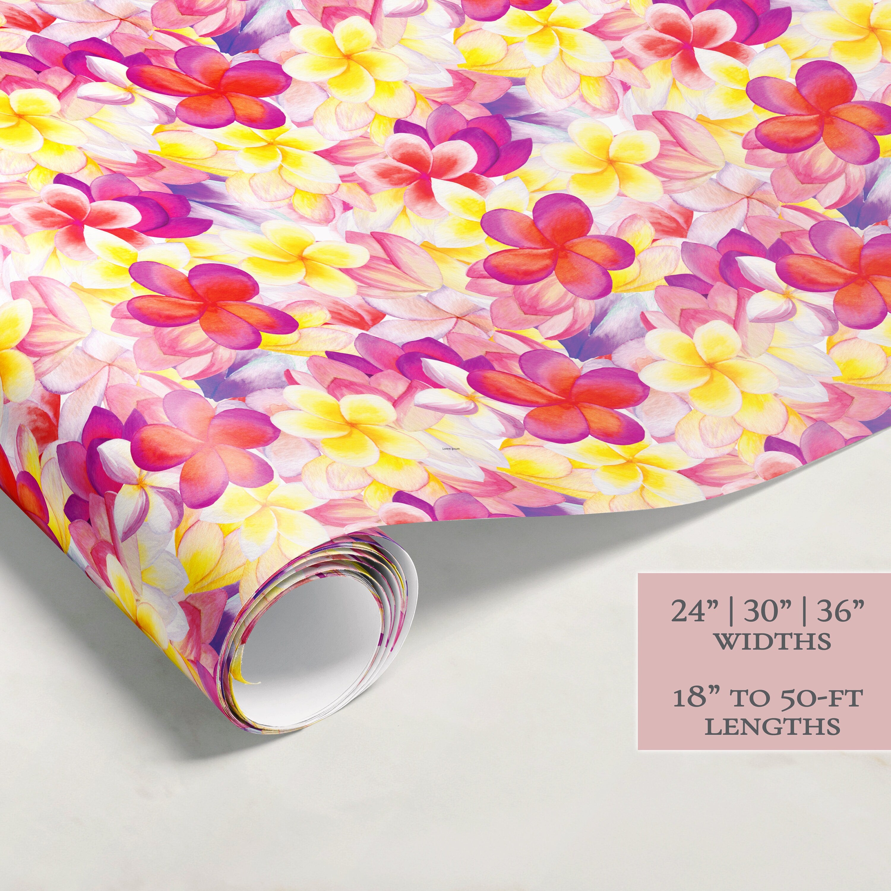 Plumeria Flower Wrapping Paper | Floral Gift Wrap | Wrapping Paper Rolls | Gift Wrap | Premium Gift Wrap| Hawaiian Gift Wrap