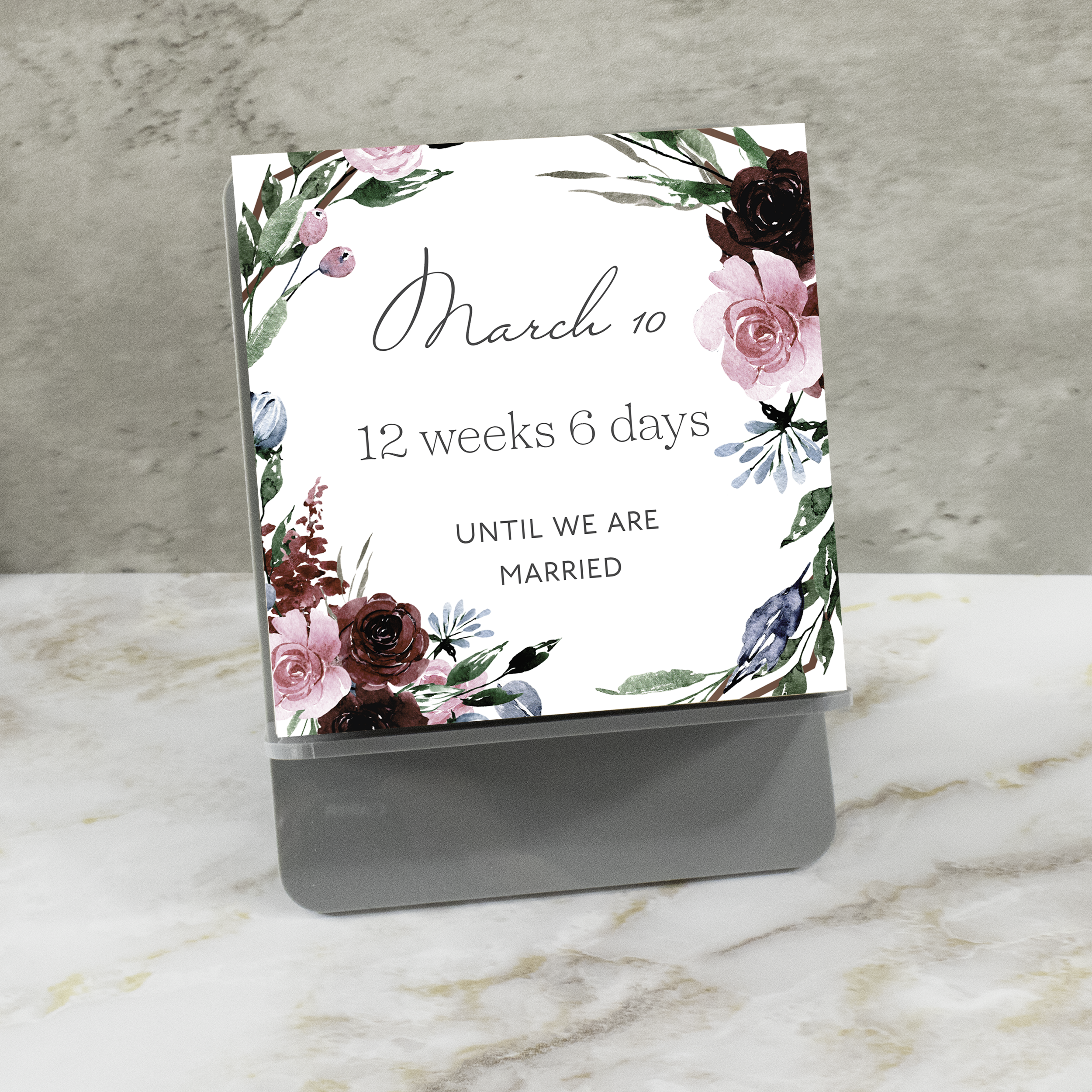 Burgundy Pink Flower Tear-Away Countdown Calendar