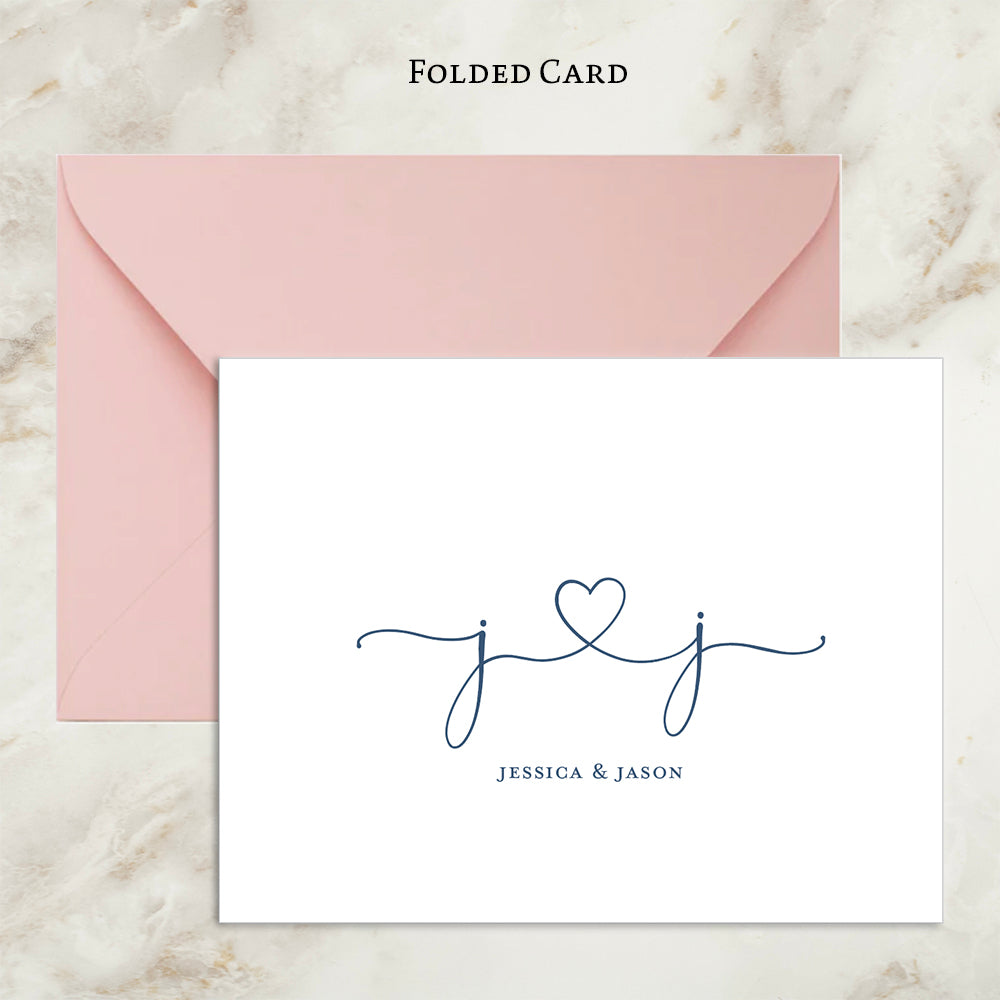 Couple Script Heart Initial Card