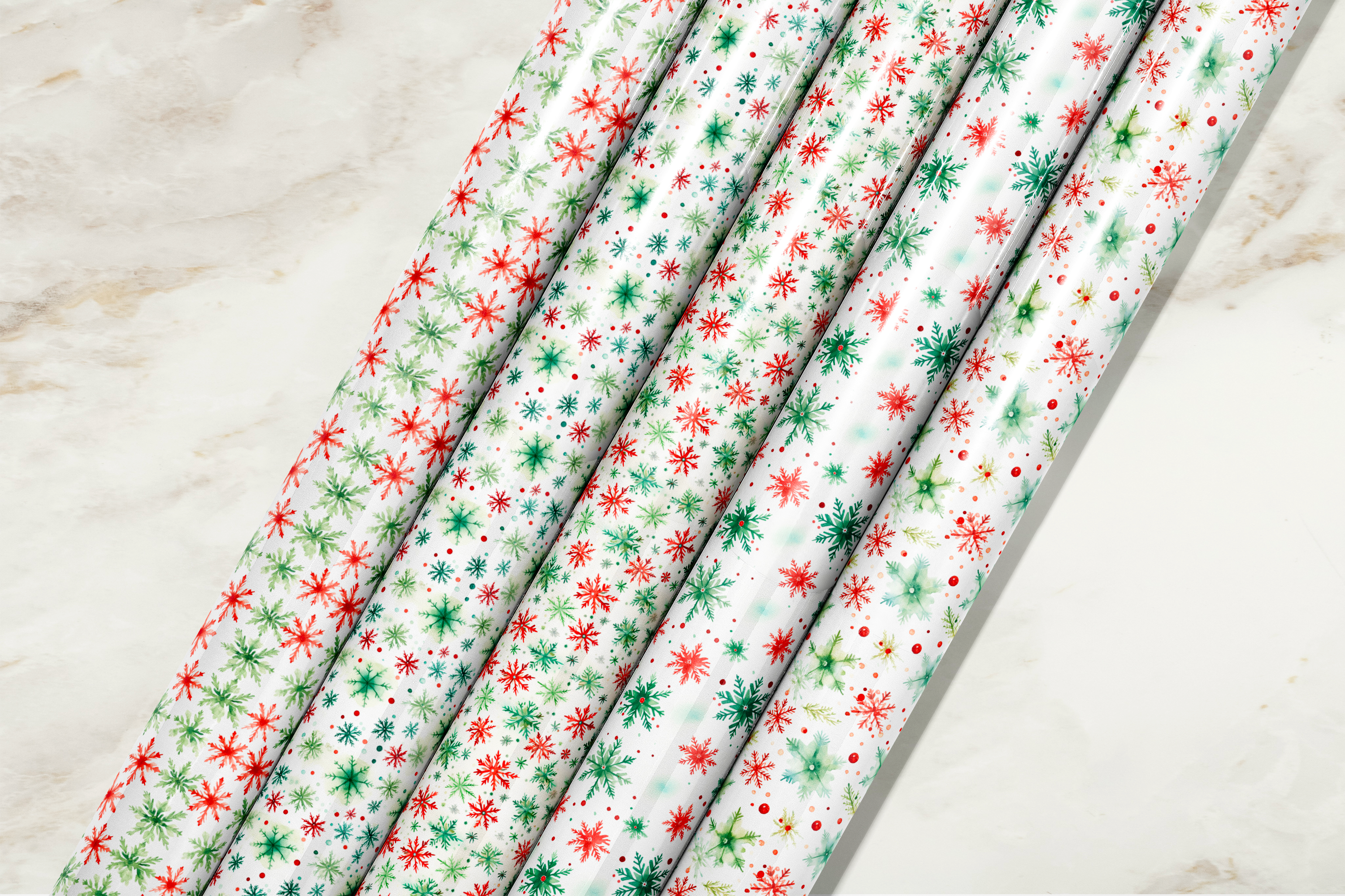 Red & Green Snowflake Gift Wrap