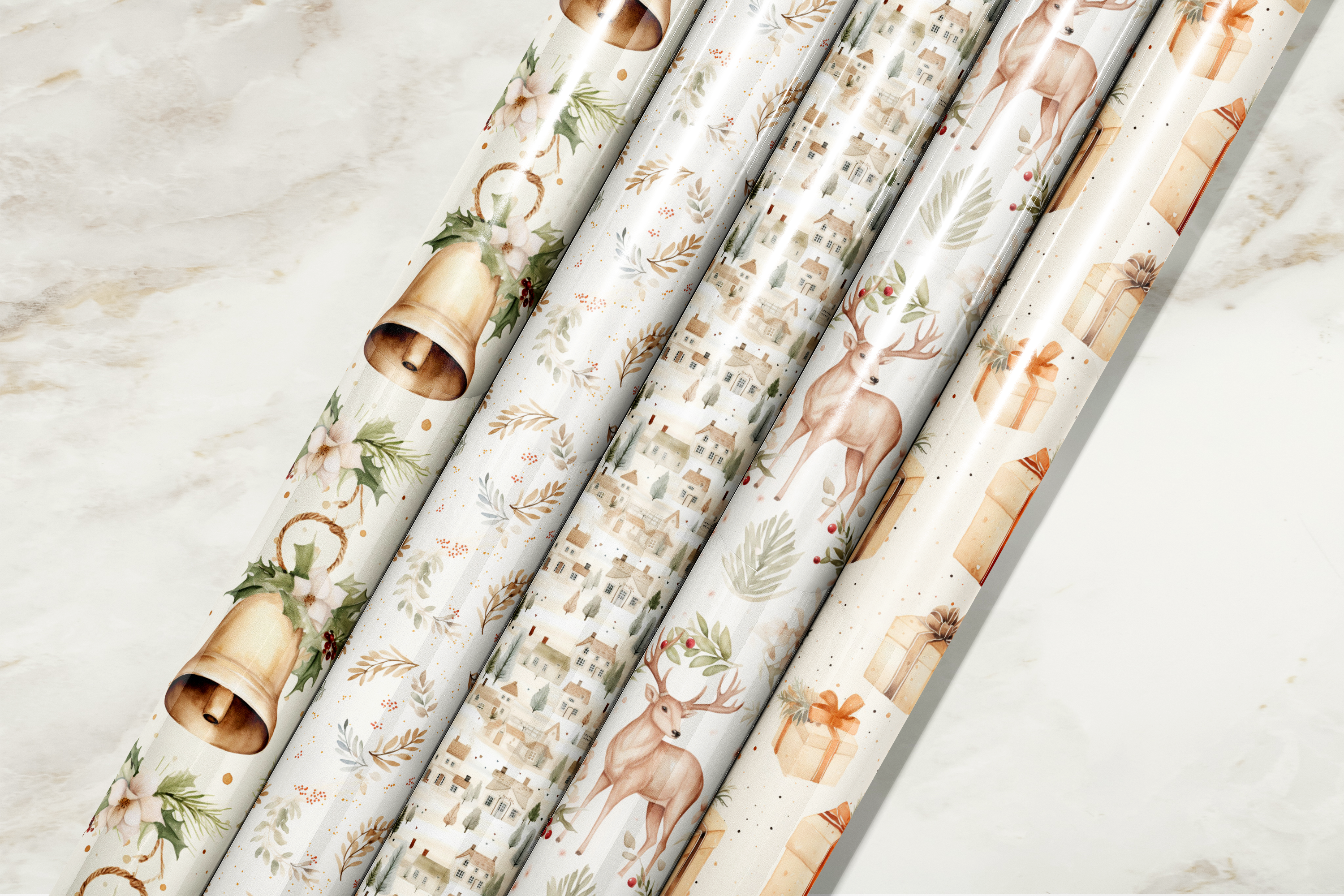 Neutral Beige Christmas Gift Wrap