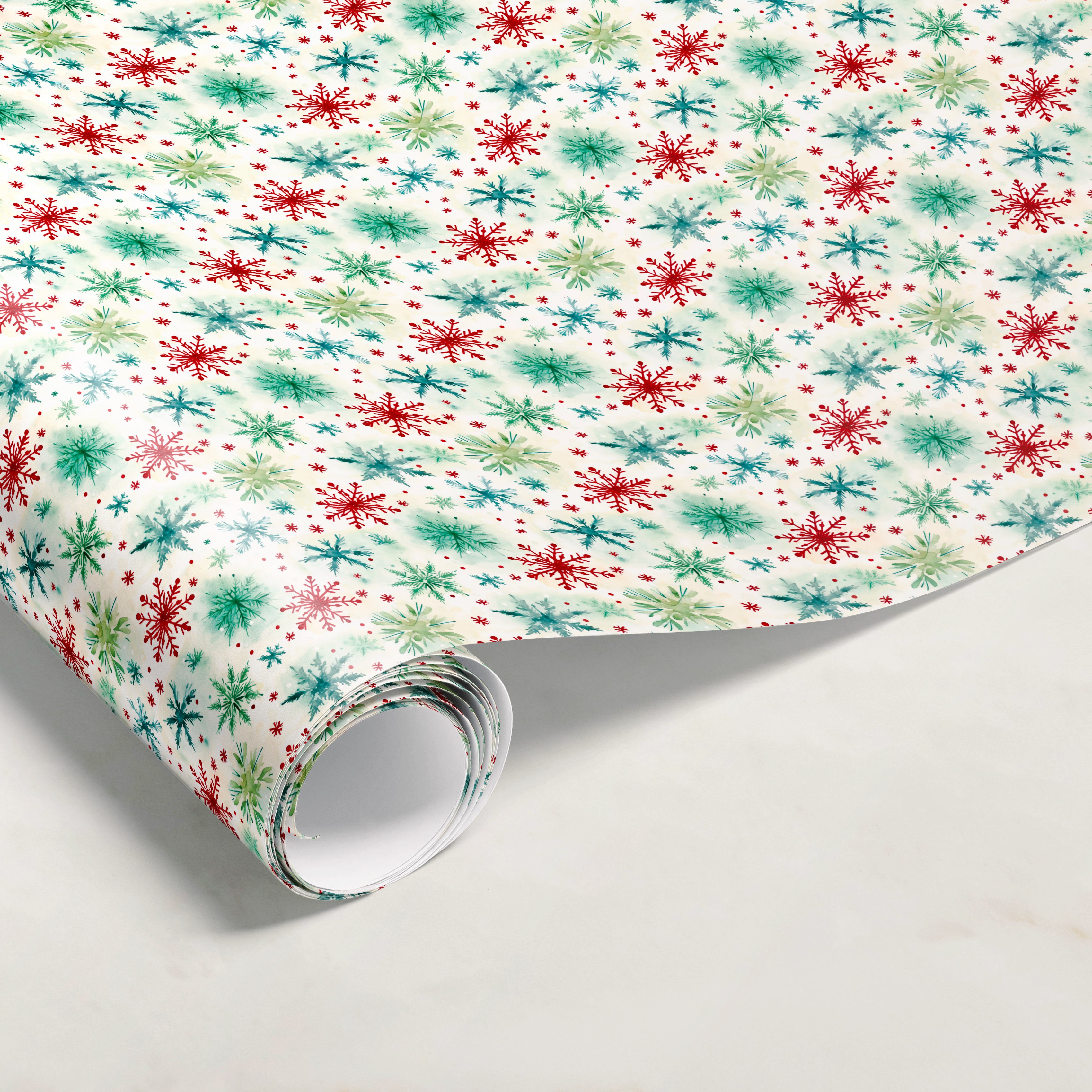 Red & Green Snowflake Gift Wrap