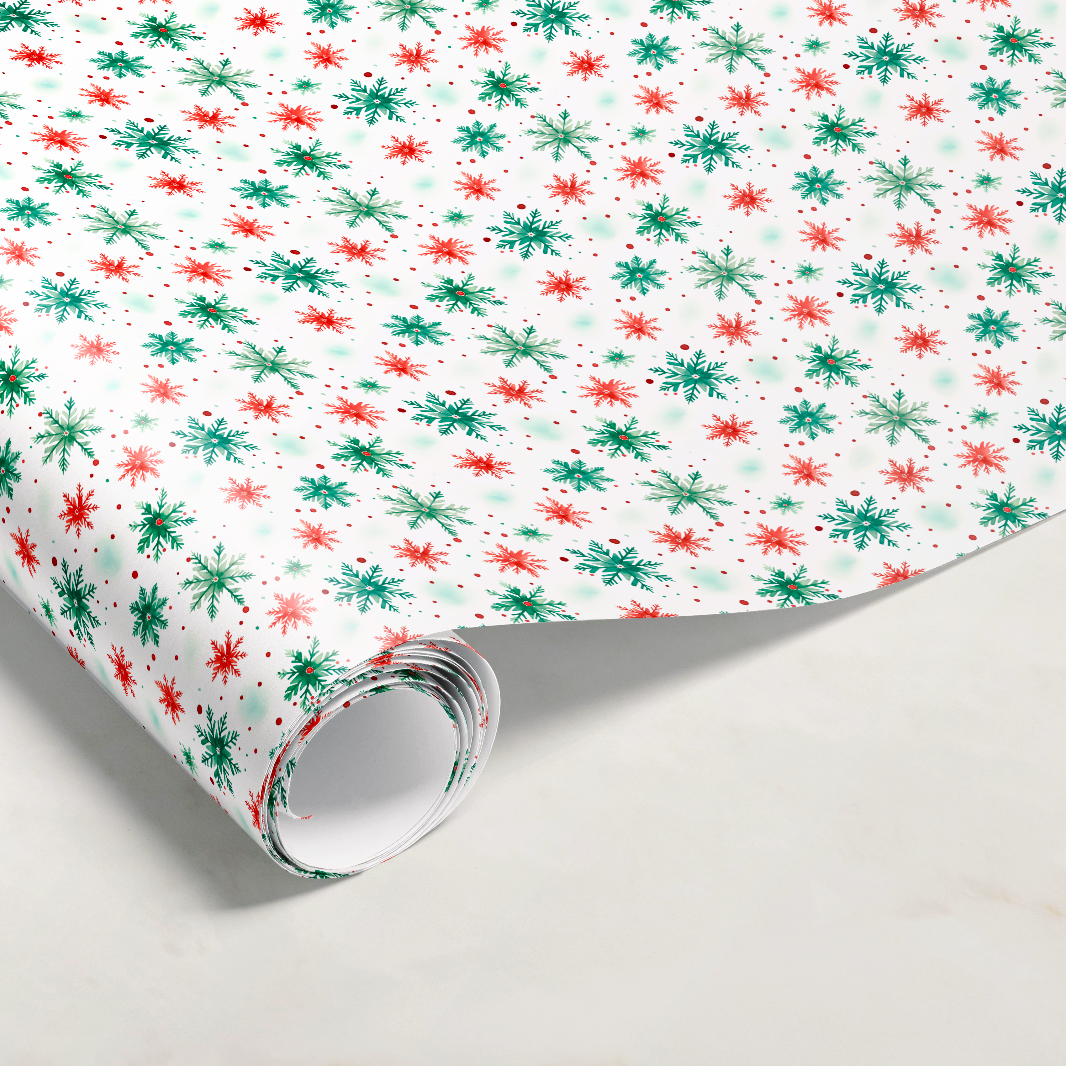 Red & Green Snowflake Gift Wrap
