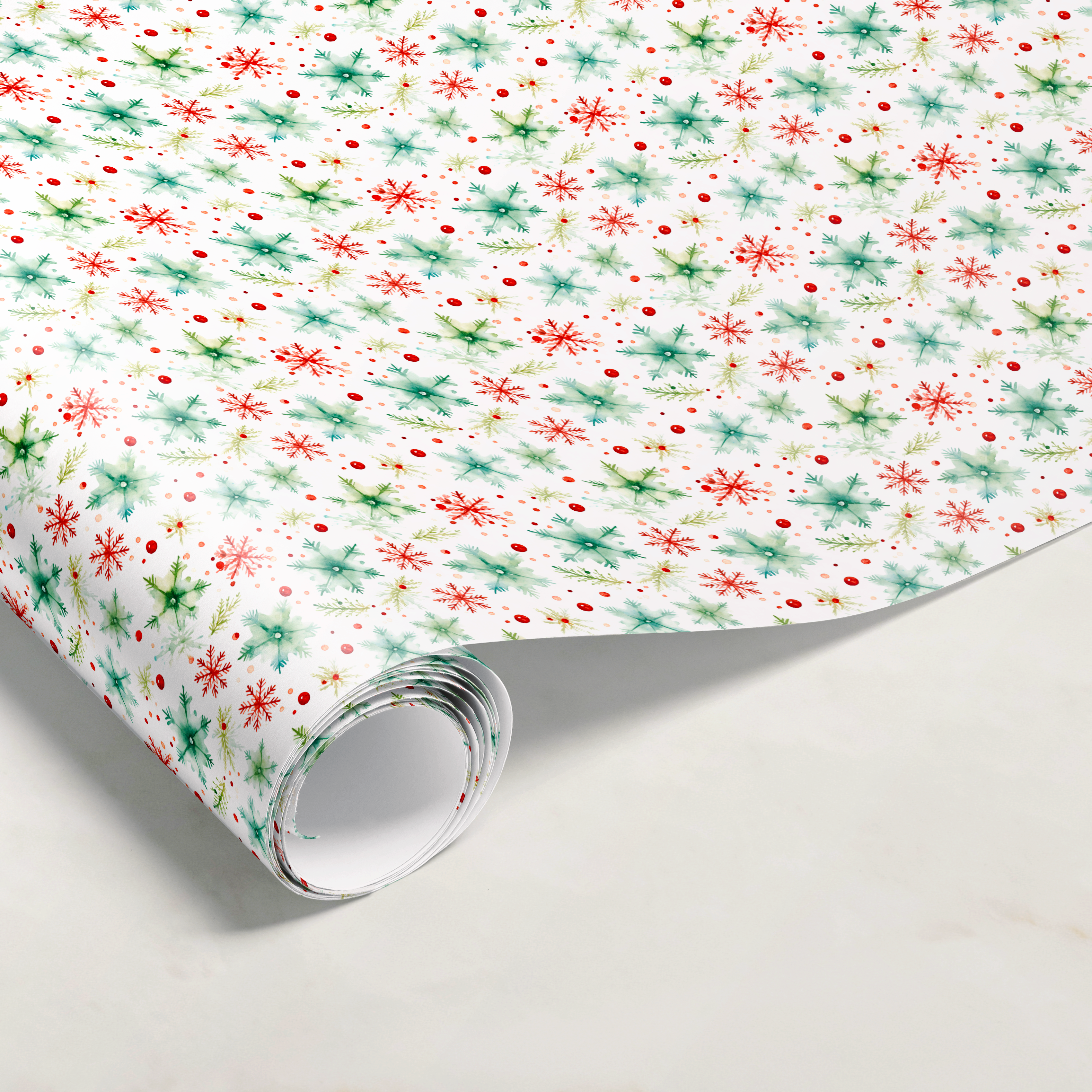 Red & Green Snowflake Gift Wrap