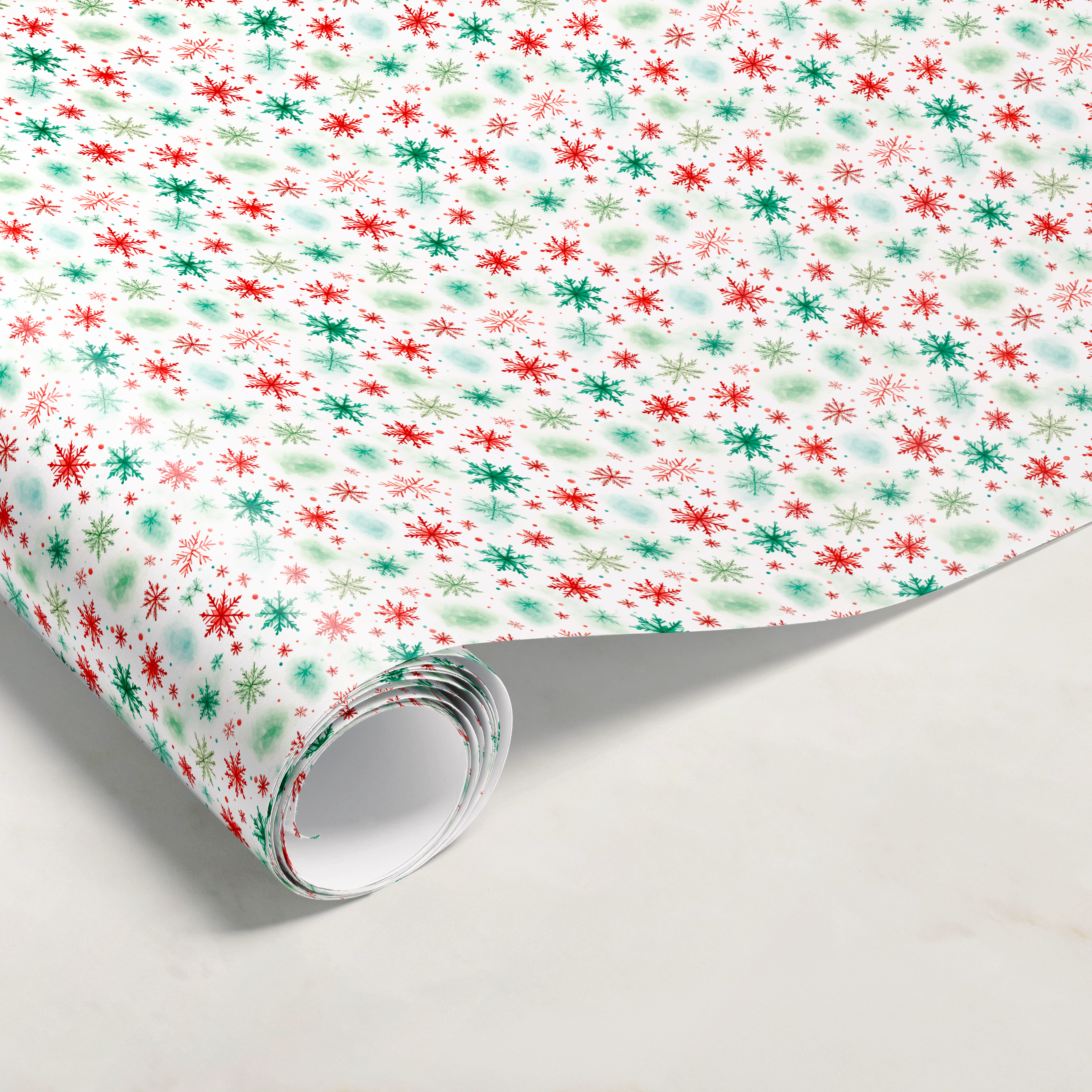Red & Green Snowflake Gift Wrap