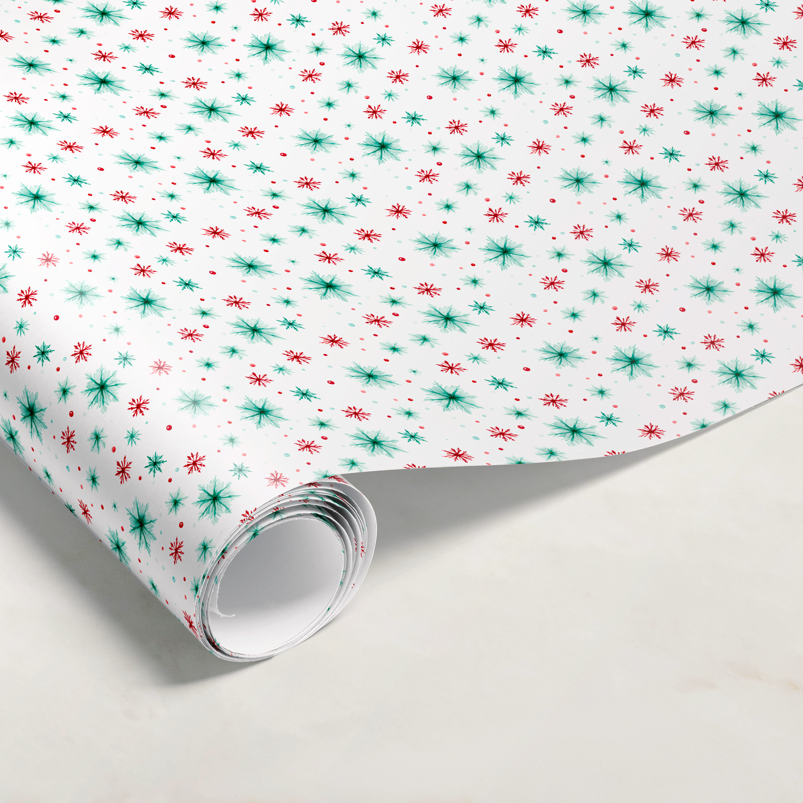 Red & Green Snowflake Gift Wrap