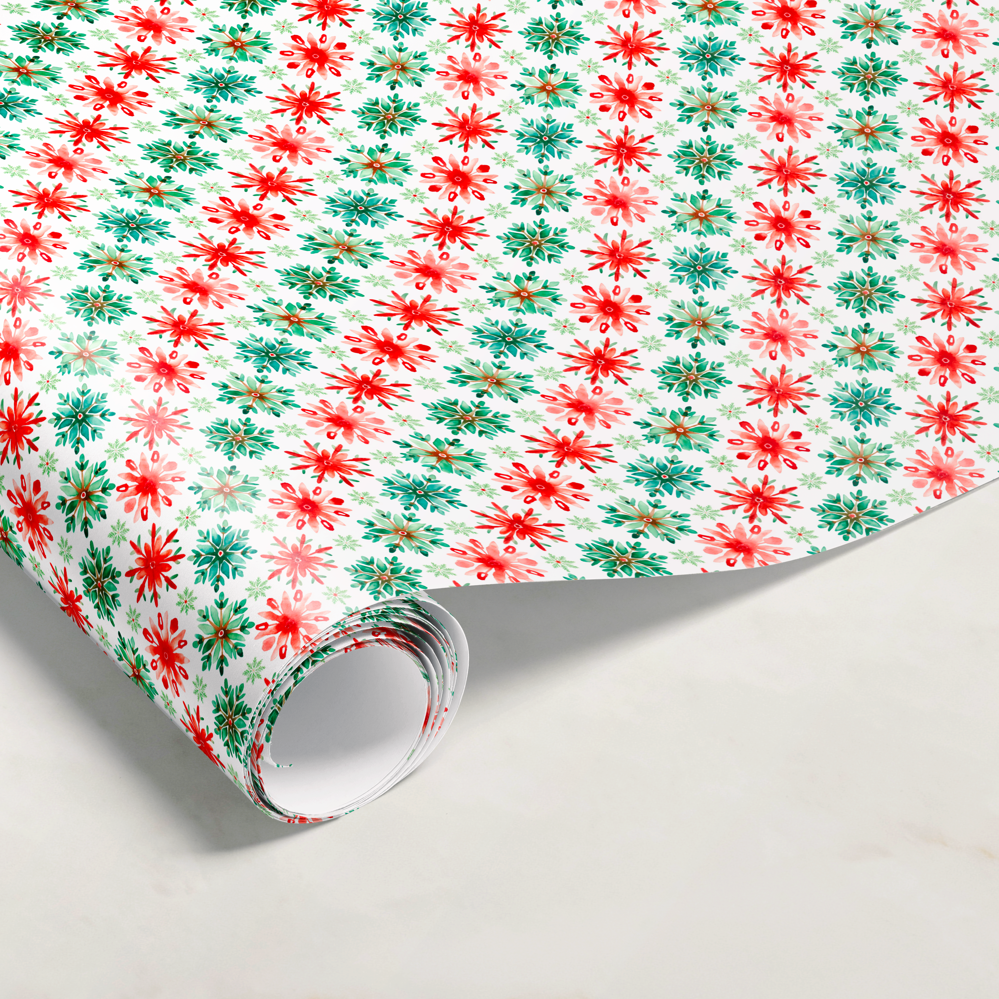 Red & Green Snowflake Gift Wrap