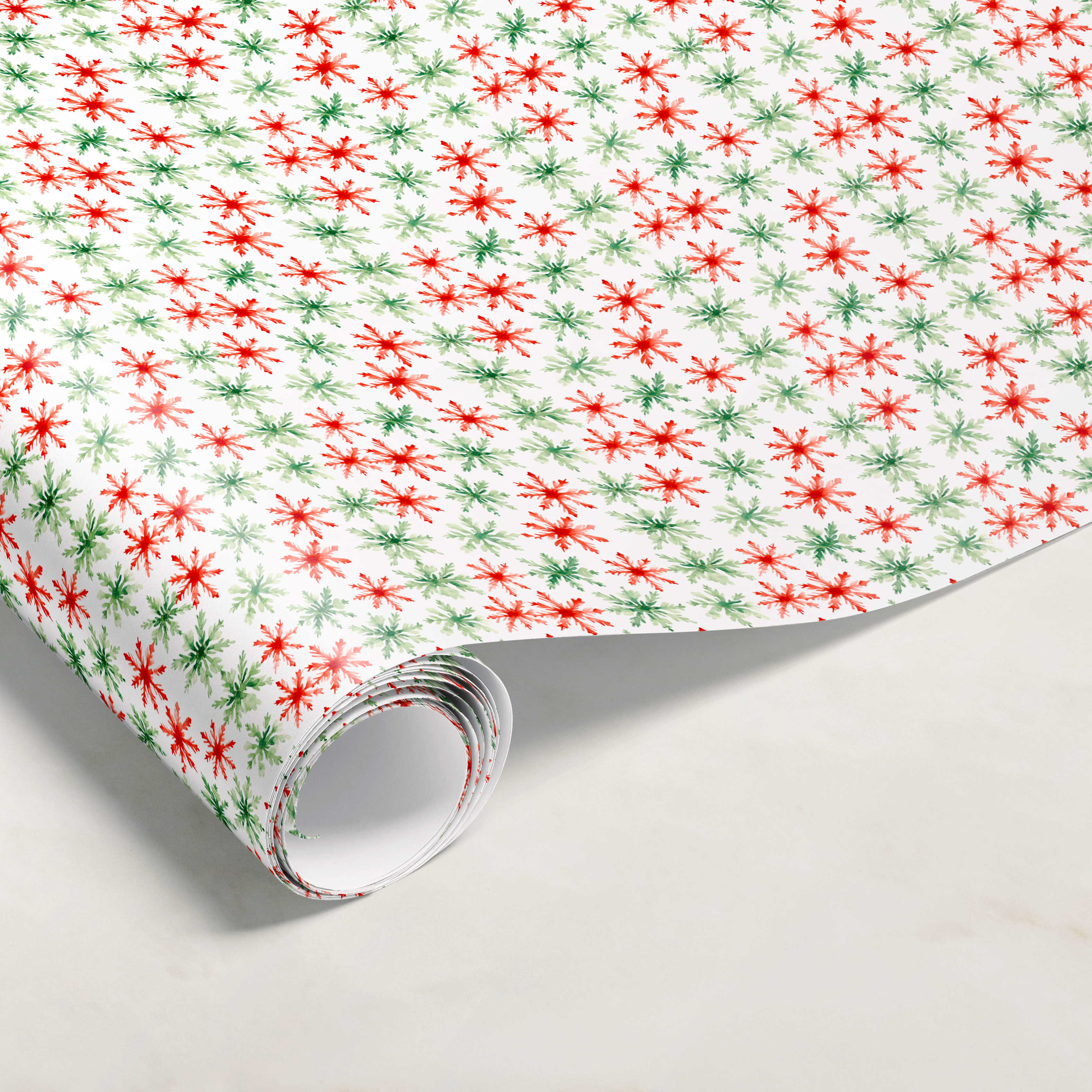 Red & Green Snowflake Gift Wrap