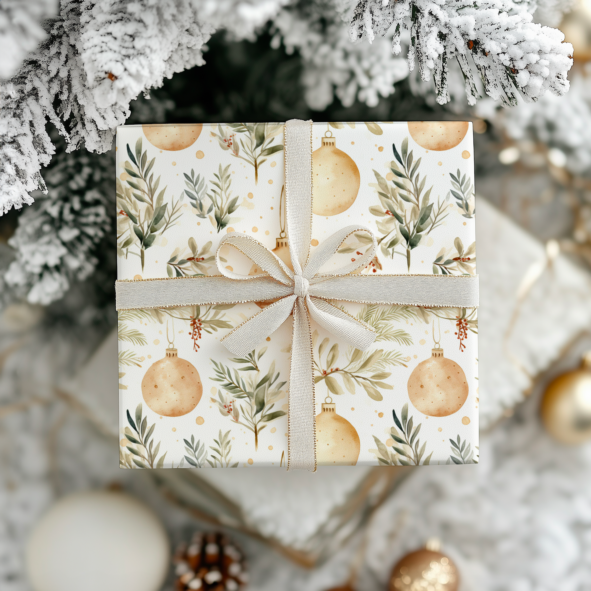 Neutral Beige Christmas Gift Wrap