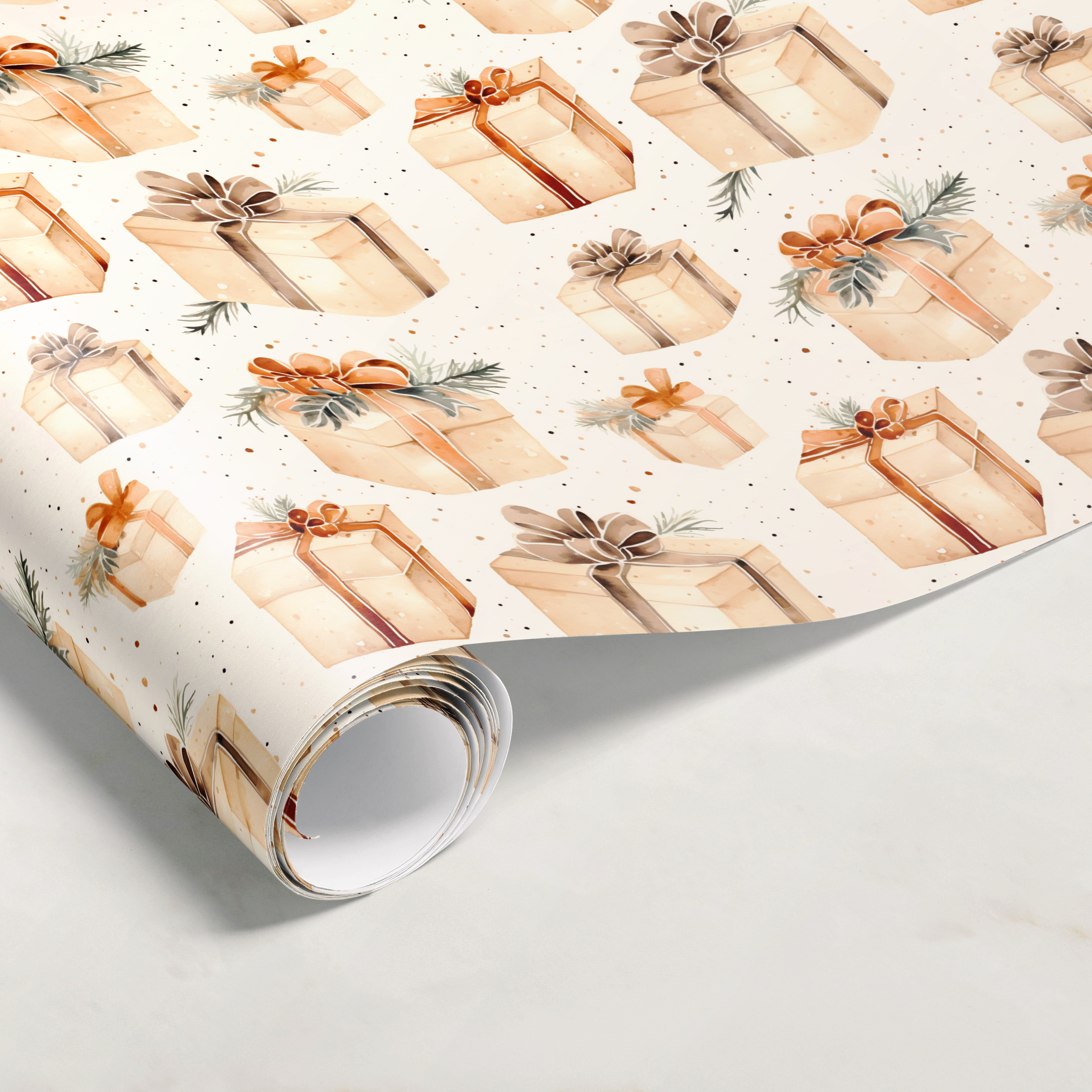 Neutral Beige Christmas Gift Wrap
