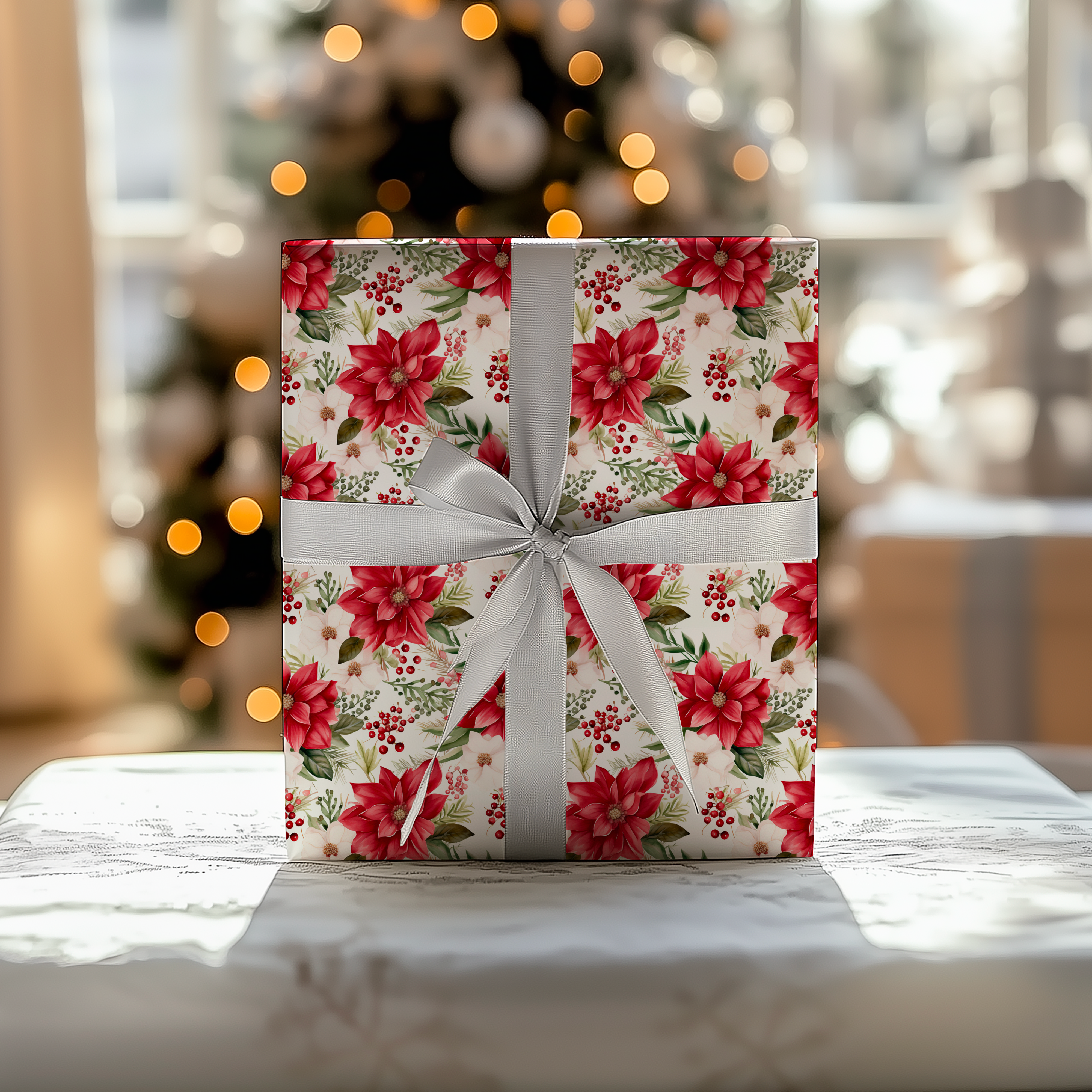 Poinsettia Gift Wrap