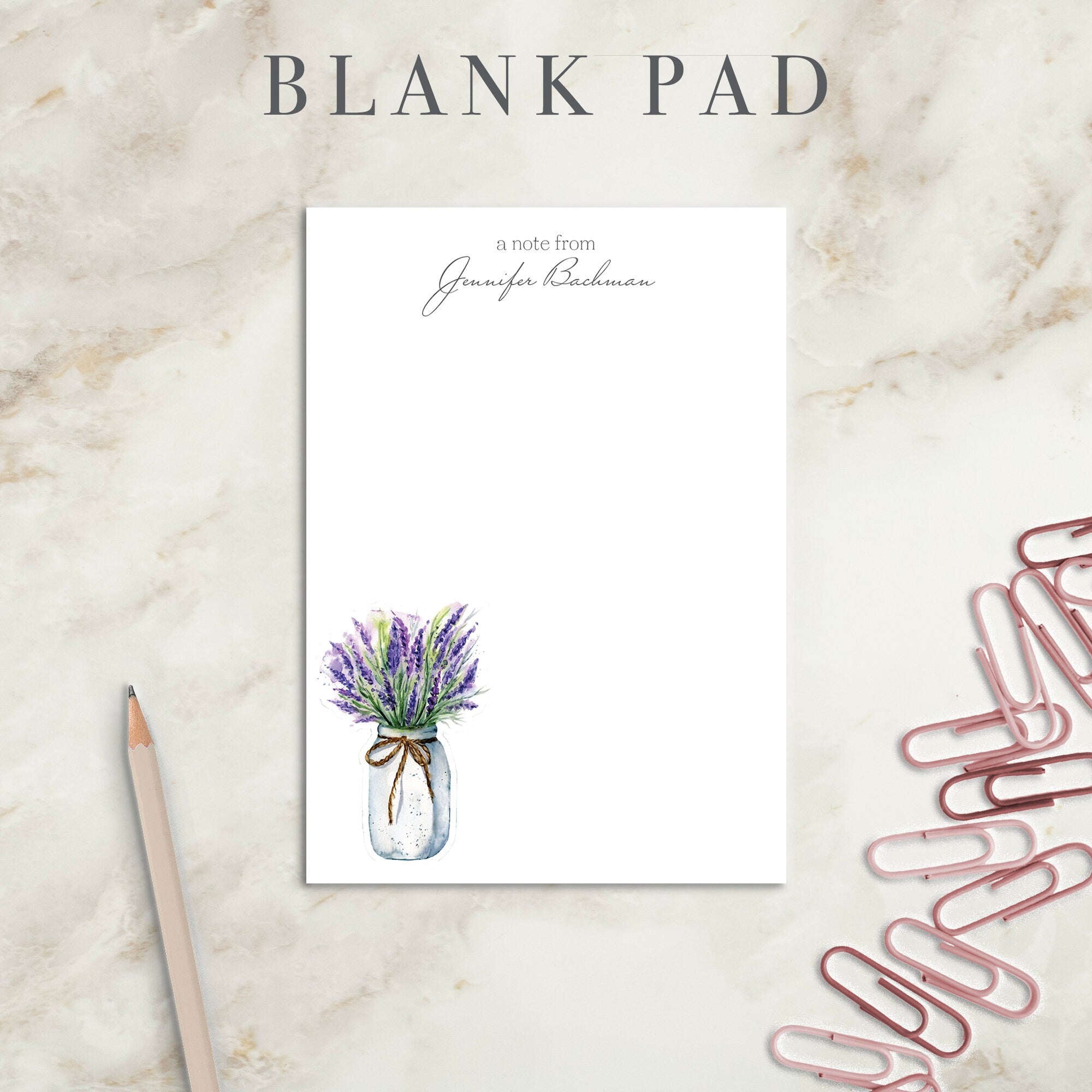 Purple Lavender Personalized Notepad | Custom Writing Pad | Teacher | Writing Pad | Notepad | Gift | Gift for Her | Graduation | Wedding