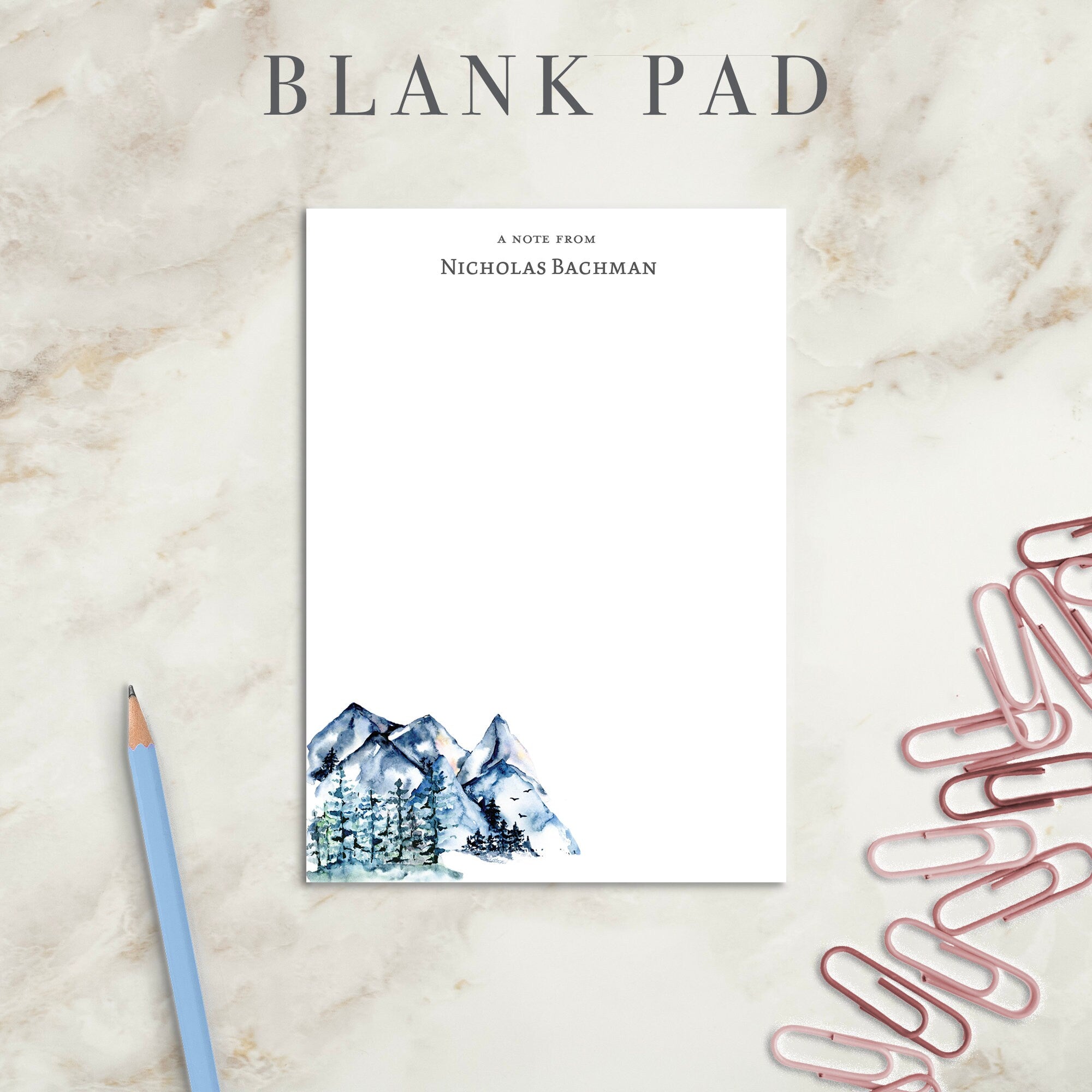 Mountain Personalized Notepad | Custom Writing Pad | Teacher | Writing Pad | Notepad | Gift | Gift for Him | Graduation | Wedding