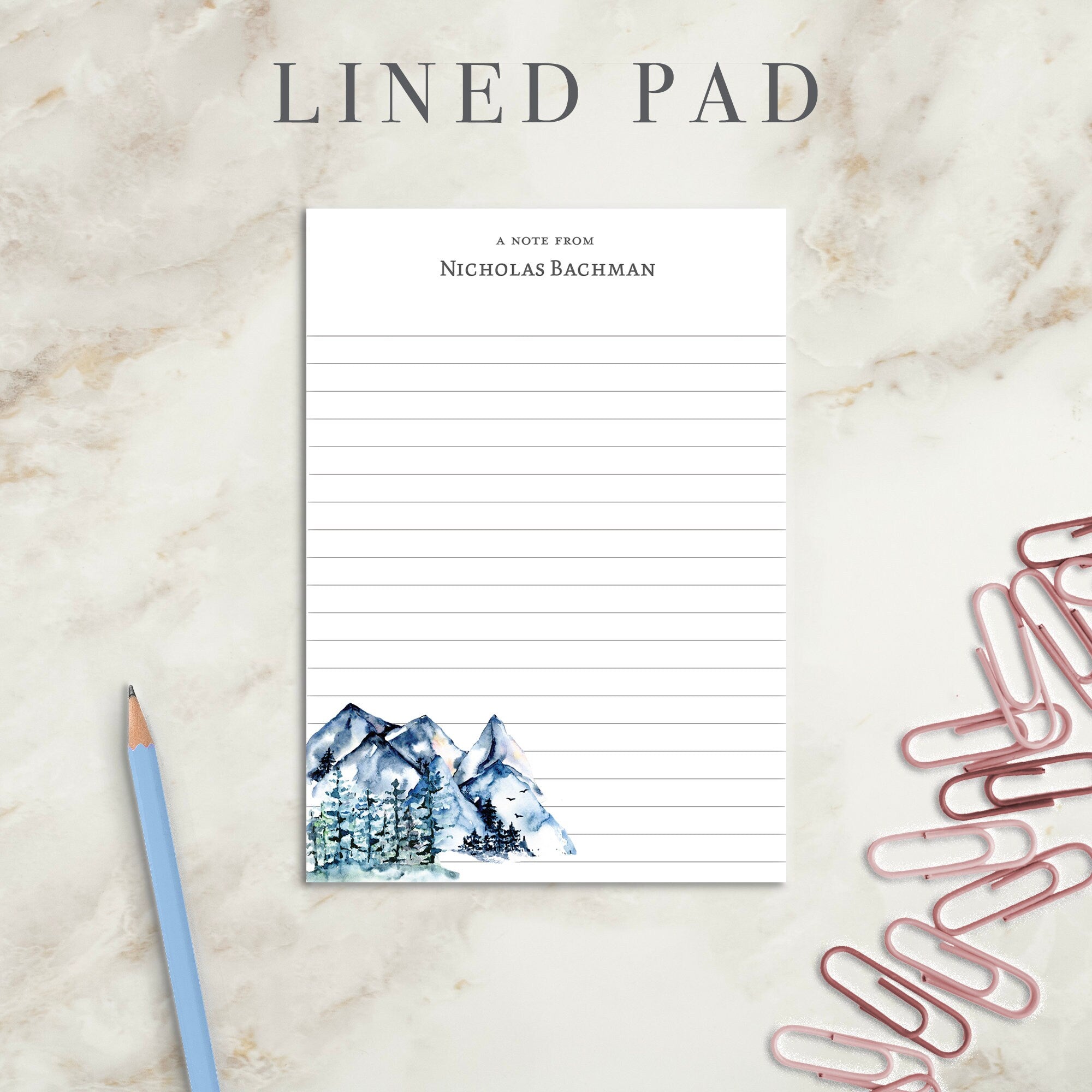 Mountain Personalized Notepad | Custom Writing Pad | Teacher | Writing Pad | Notepad | Gift | Gift for Him | Graduation | Wedding