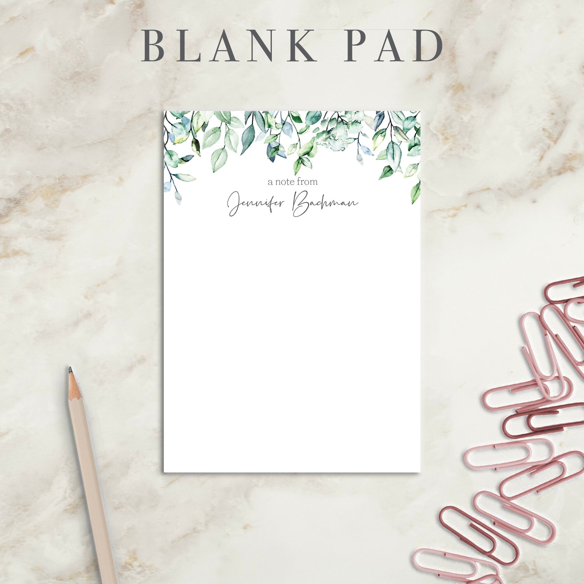 Foliage Personalized Notepad | Custom Writing Pad | Teacher | Writing Pad | Notepad | Gift | Gift for Her | Graduation | Wedding