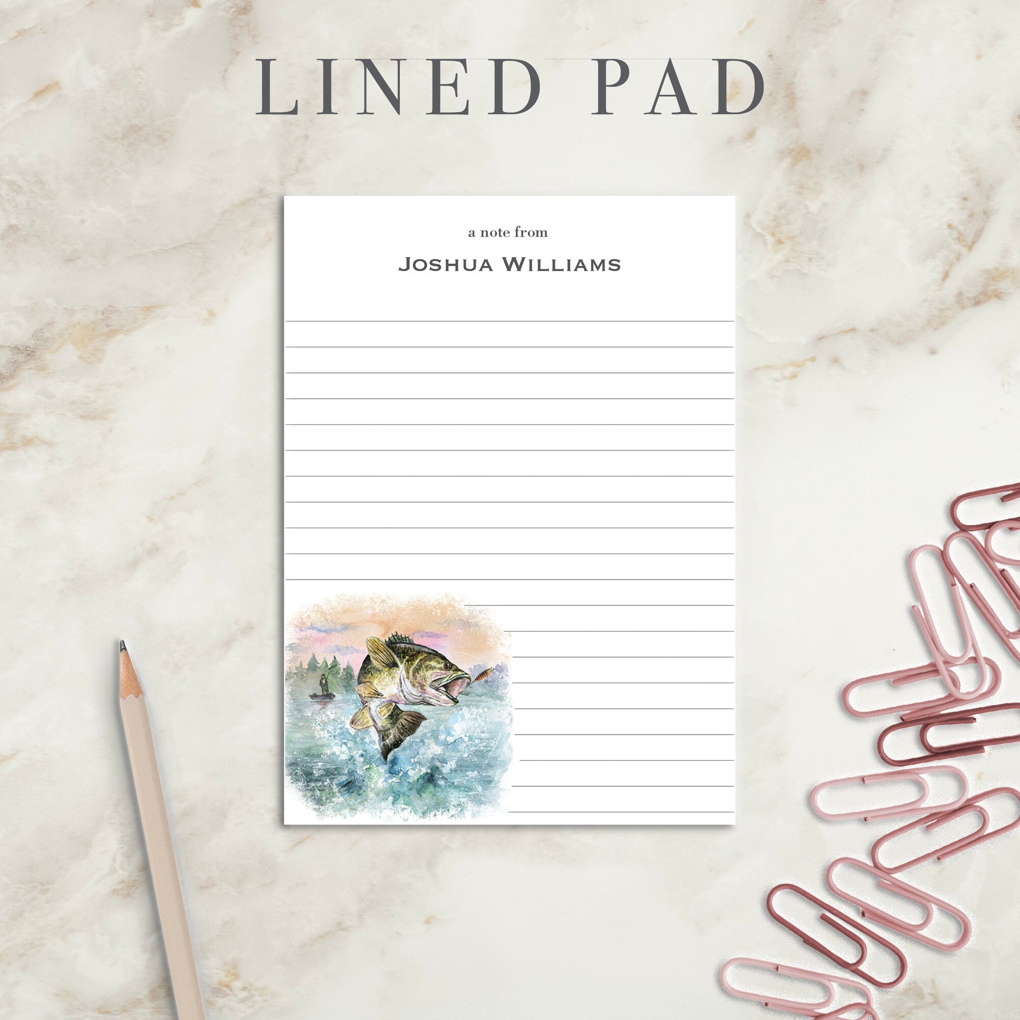 Fishing Notepad | Beach House | Custom Writing Pad | Stationery | Writing Pad | Notepad | Hostess Gift | Small | Large | Personalized |