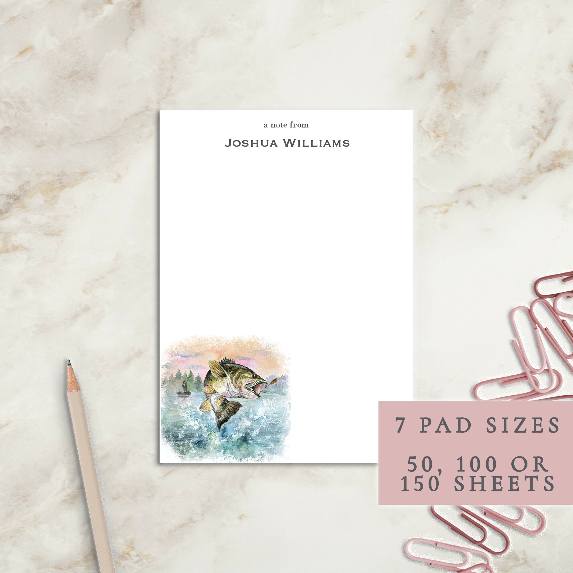 Fishing Notepad | Beach House | Custom Writing Pad | Stationery | Writing Pad | Notepad | Hostess Gift | Small | Large | Personalized |