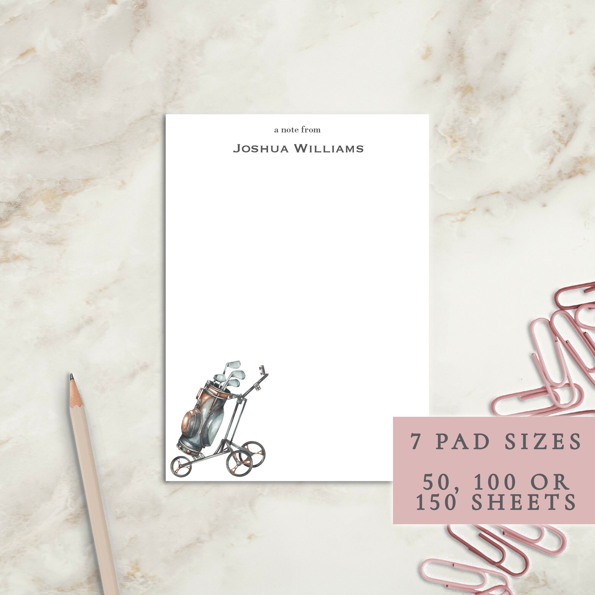 Golf Notepad | Beach House | Custom Writing Pad | Stationery | Writing Pad | Notepad | Hostess Gift | Small | Large | Personalized |