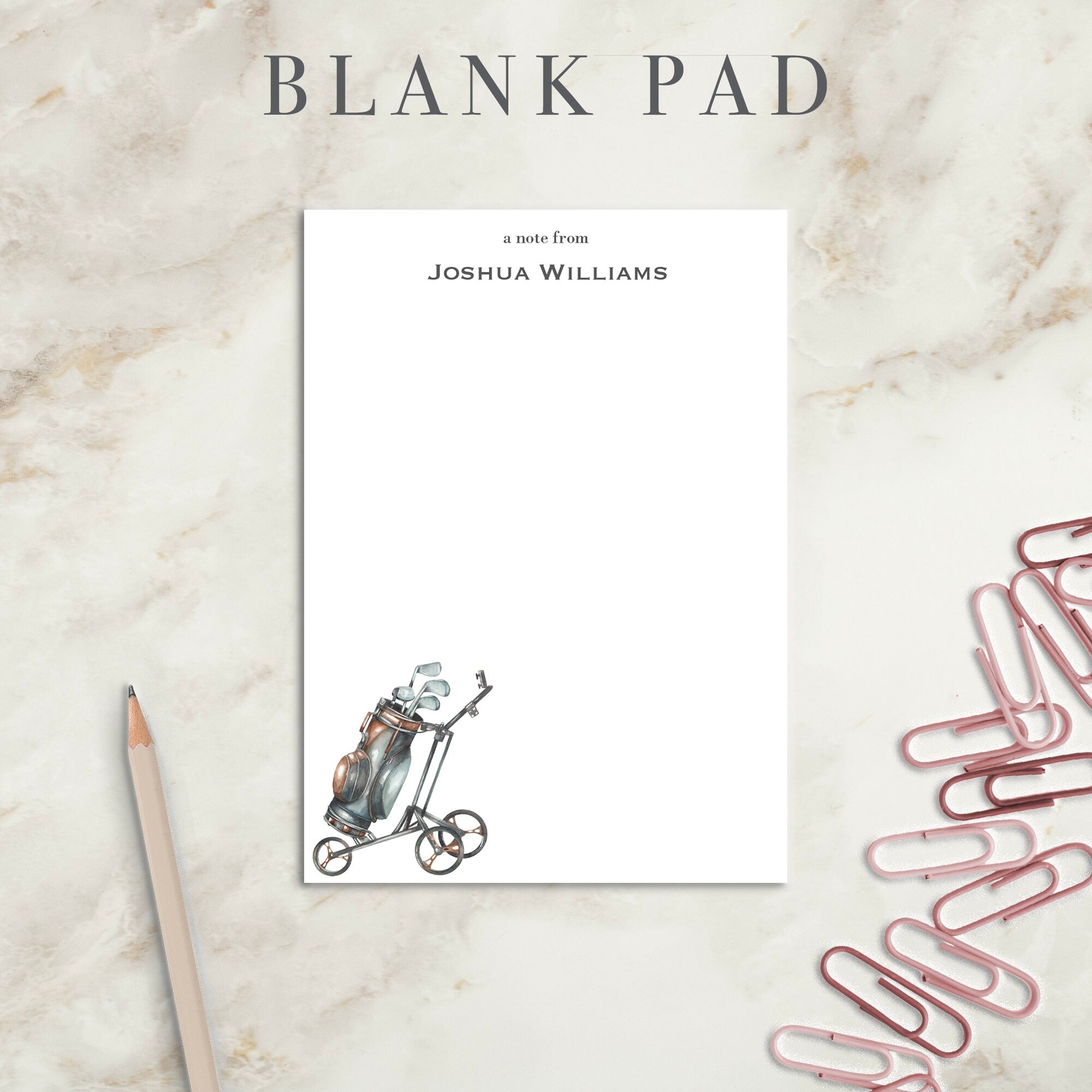 Golf Notepad | Beach House | Custom Writing Pad | Stationery | Writing Pad | Notepad | Hostess Gift | Small | Large | Personalized |