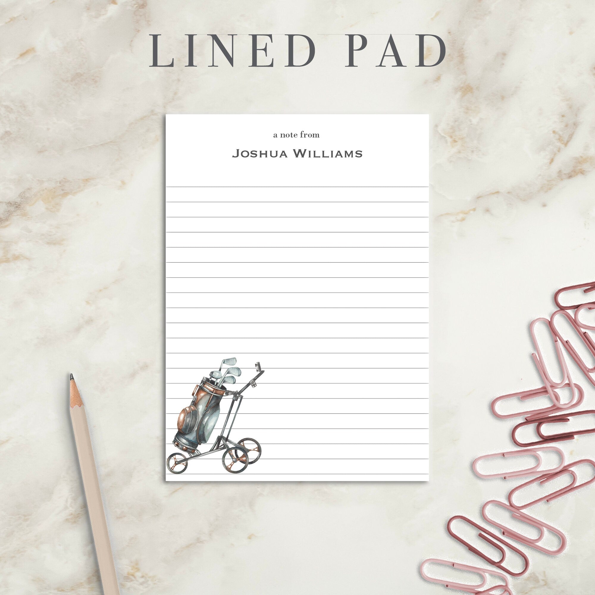 Golf Notepad | Beach House | Custom Writing Pad | Stationery | Writing Pad | Notepad | Hostess Gift | Small | Large | Personalized |