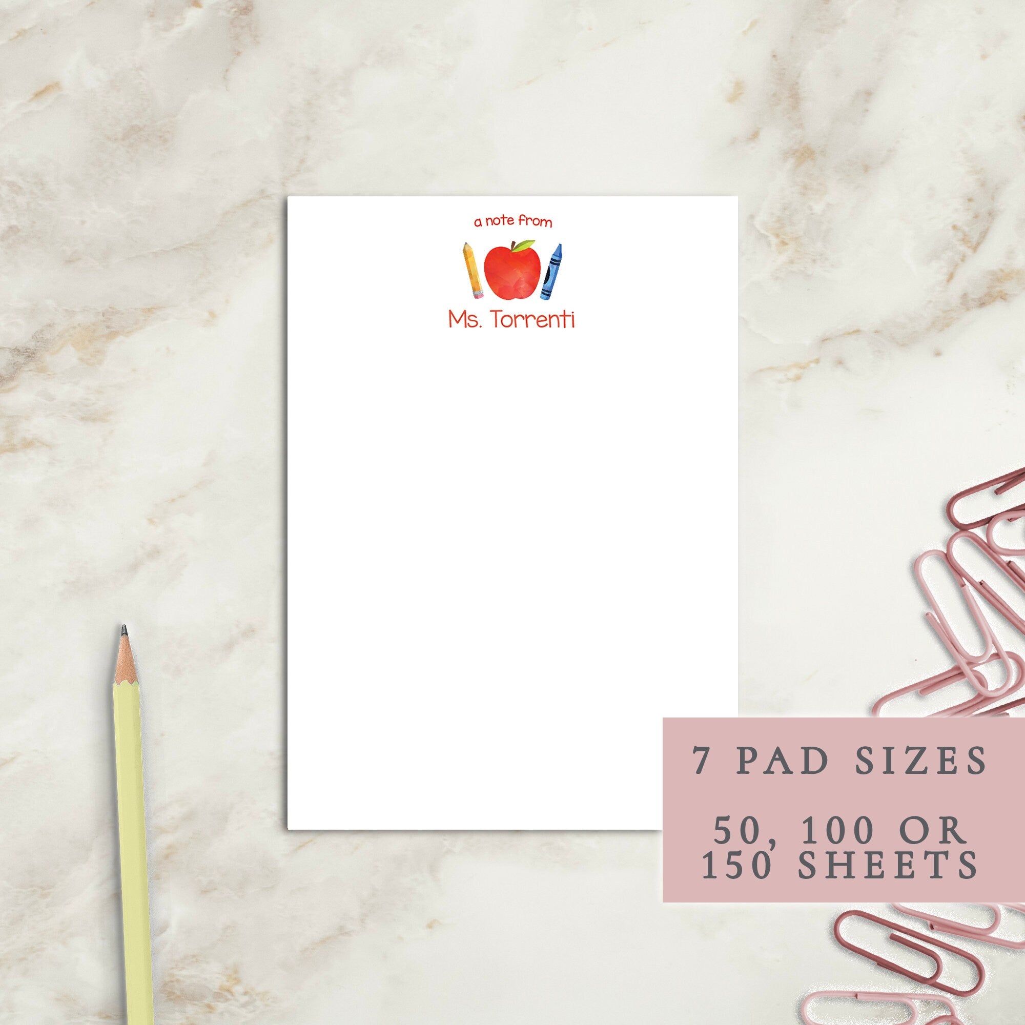 Teacher Notepad | Personalized Notepad | Teacher Gift | Apple Notepad | Gift | Teacher Notepad | Elegant | Personal Notepad | Custom