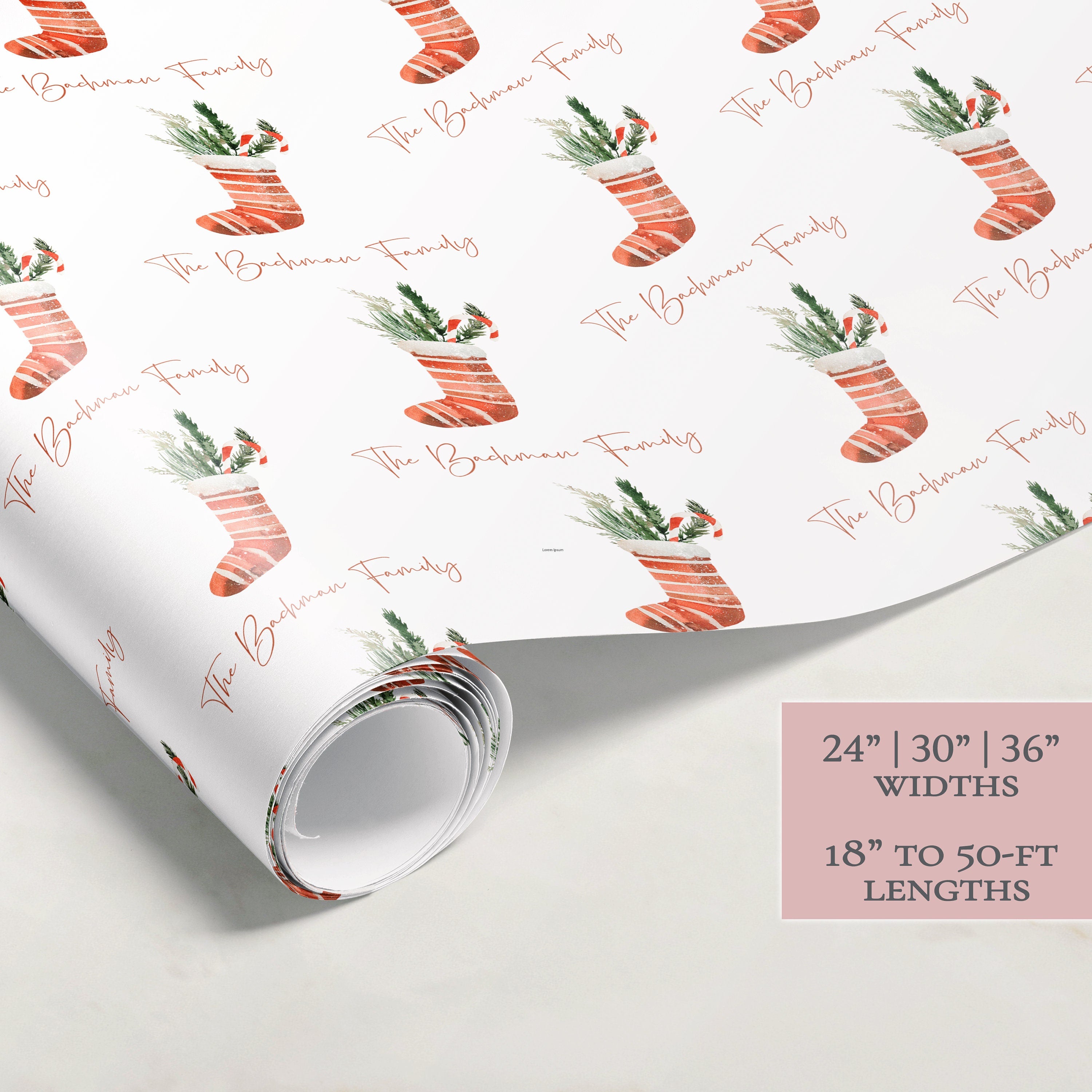 Stocking Christmas Wrapping Paper | Personalized Wrapping Paper | Personalized Gift | Custom Gift Wrap | Name Wrapping Paper | Holiday