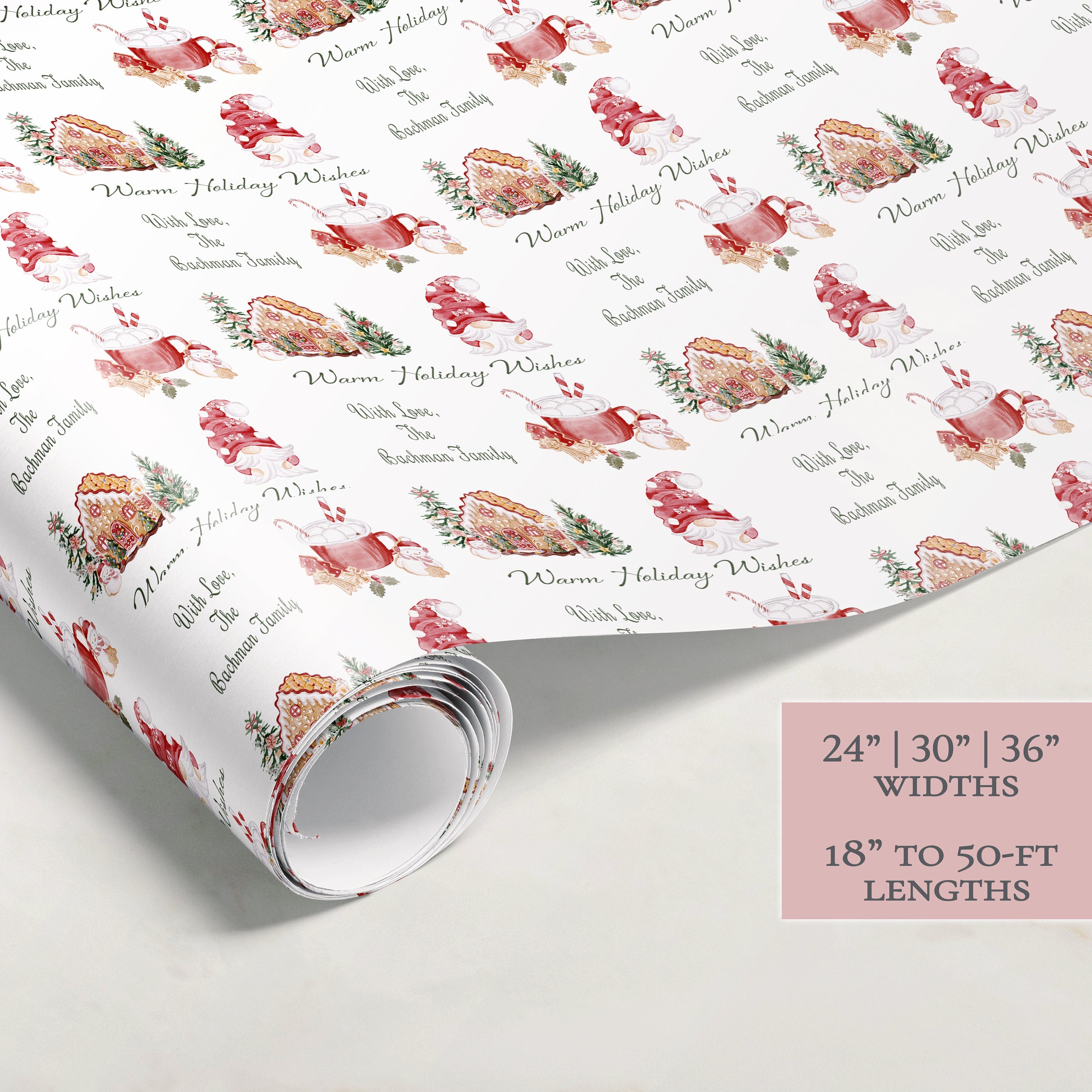 Christmas Wrapping Paper | Personalized Wrapping Paper | Personalized Gift | Custom Gift Wrap | Name Wrapping Paper | Gnome | Gingerbread