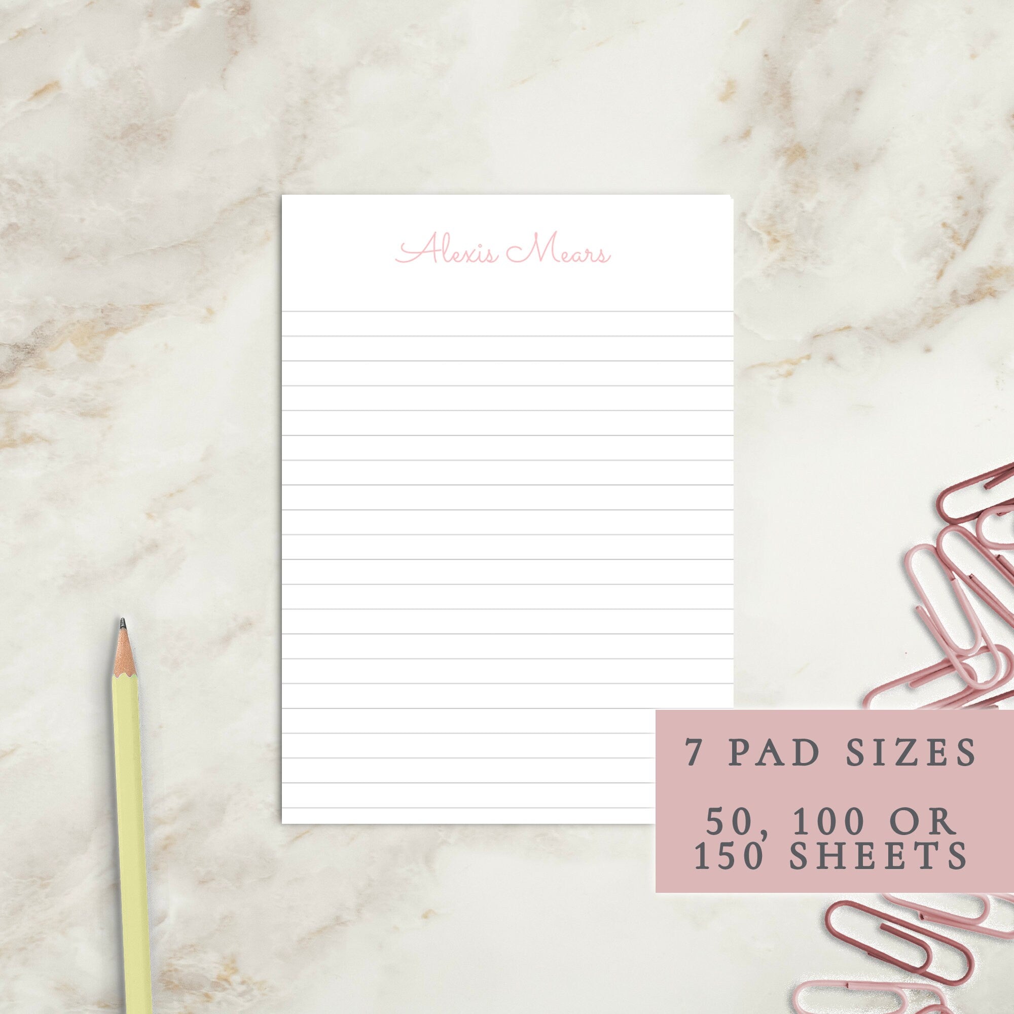 Simple Personalized Notepad | Custom Writing Pad | Teacher | Writing Pad | Notepad | Gift | Gift for Her Him | Graduation