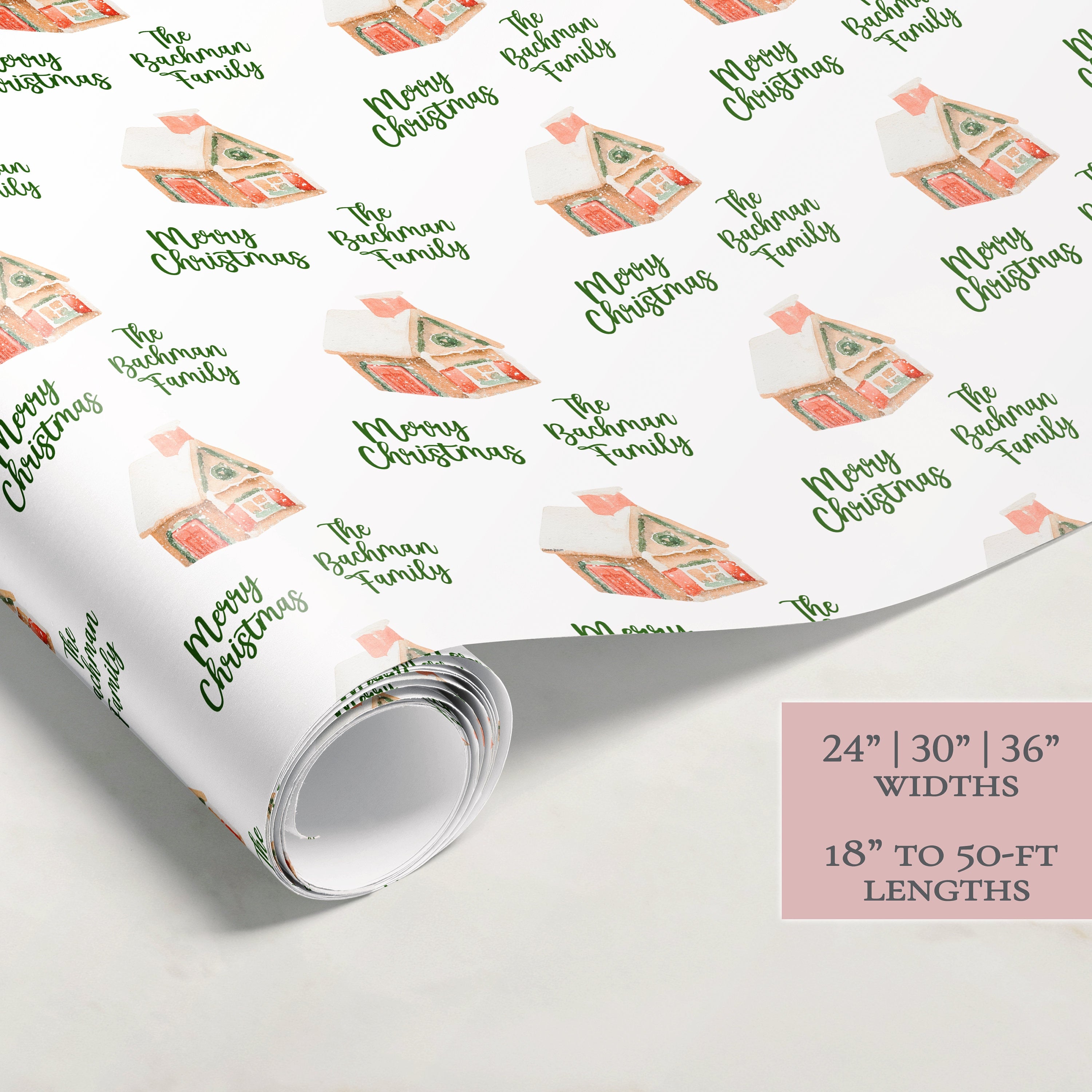 Gingerbread House Christmas Wrapping Paper | Personalized Wrapping Paper | Personalized Gifts | Custom Gift Wrap | Name Wrapping Paper