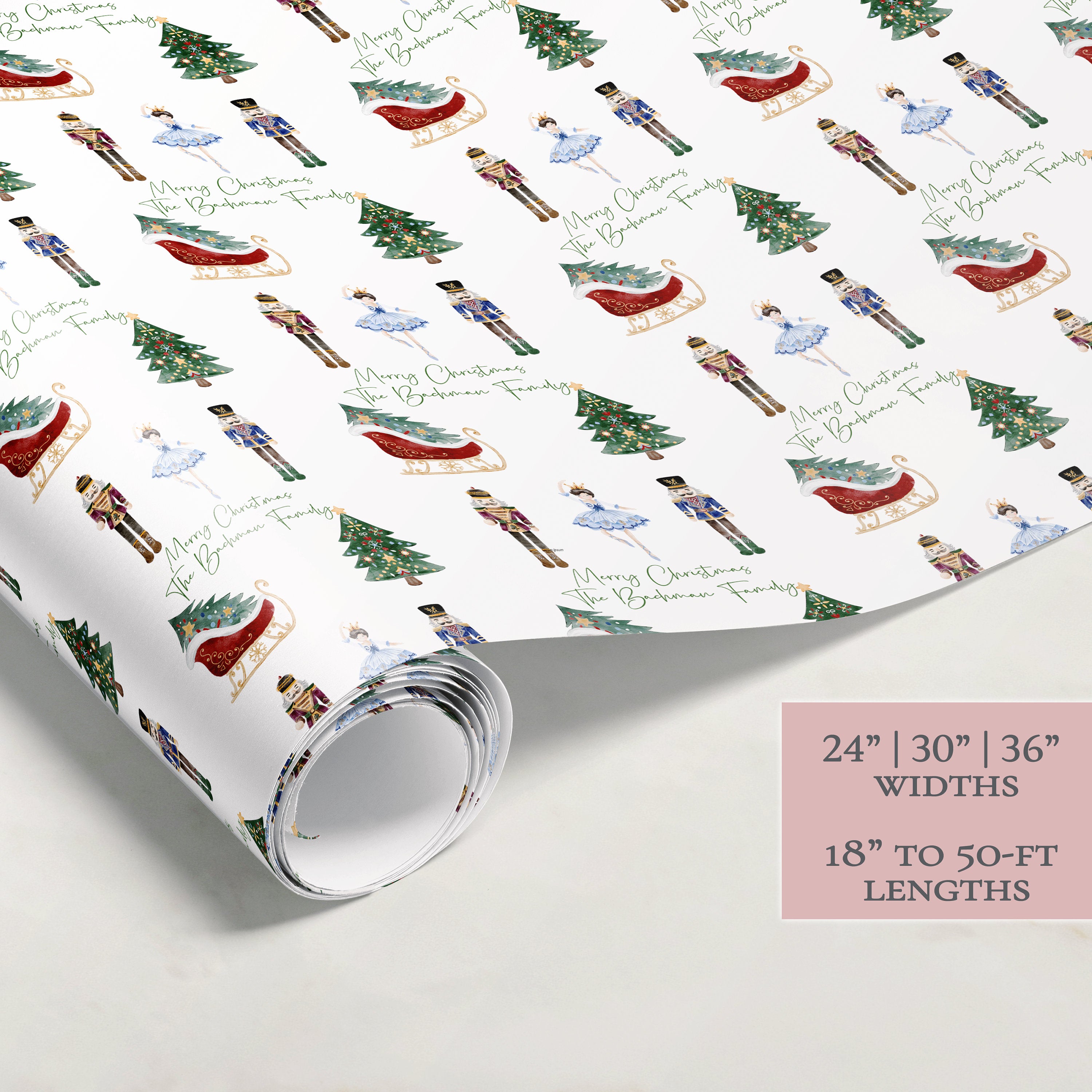 Nutcracker Christmas Wrapping Paper | Personalized Wrapping Paper | Personalized Gifts | Custom Gift Wrap | Name Wrapping Paper | Holiday