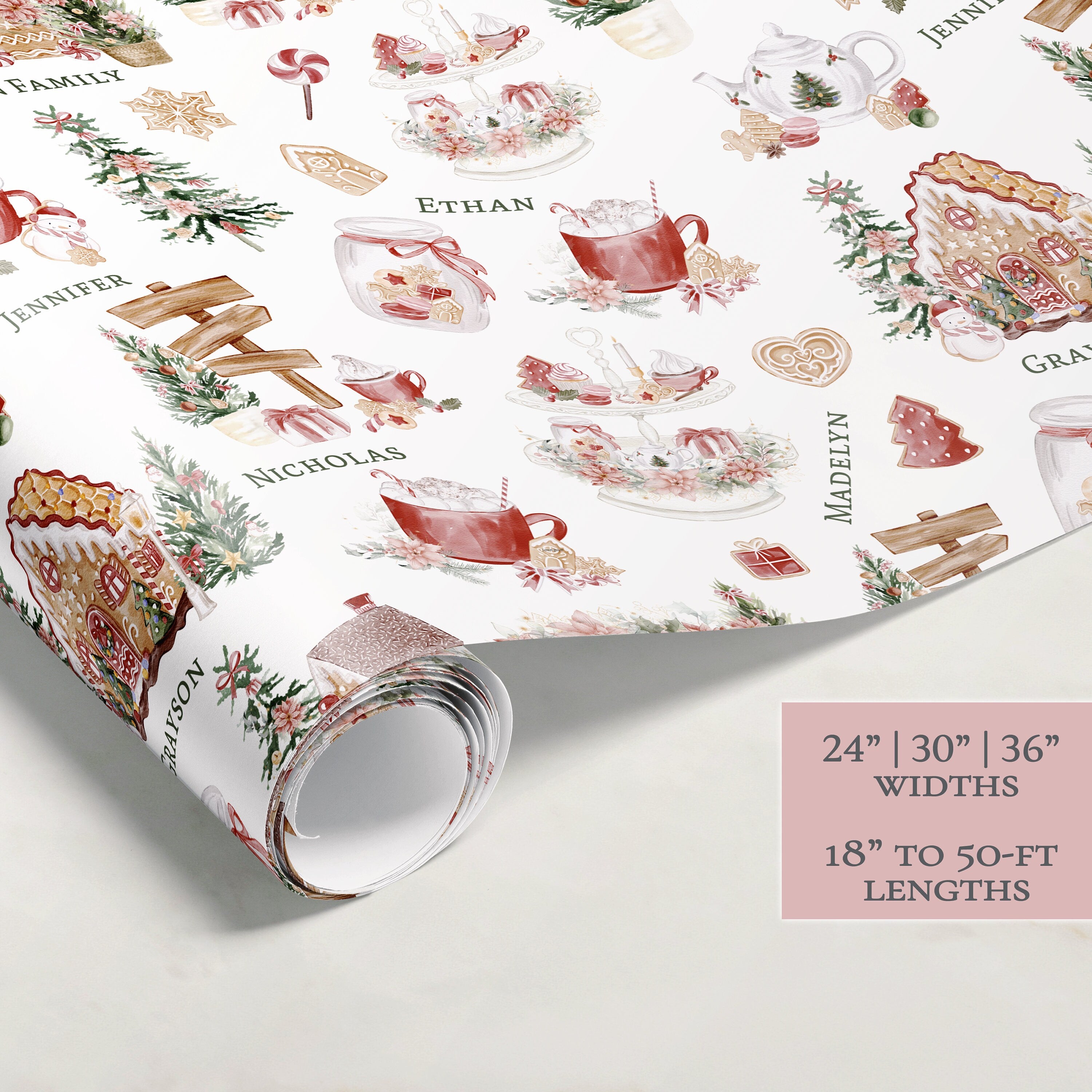 Christmas Wrapping Paper | Personalized Wrapping Paper | Wrapping Paper Rolls | Custom Gift Wrap | Name Wrapping Paper | Christmas Train