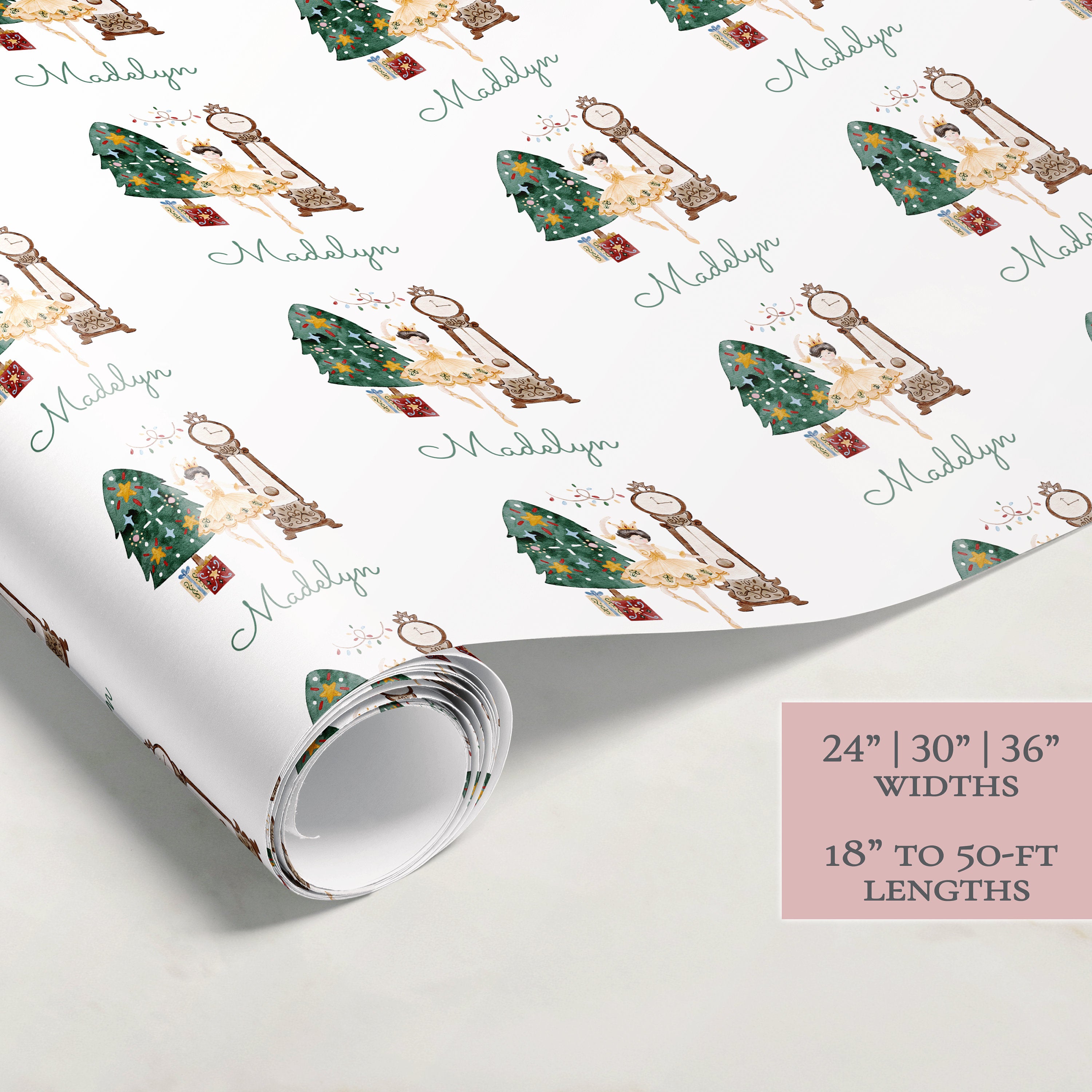 Ballerina Christmas Tree Wrapping Paper | Personalized | Wrapping Paper Rolls | Custom Gift Wrap | Name | Holiday Gift | Nutcracker