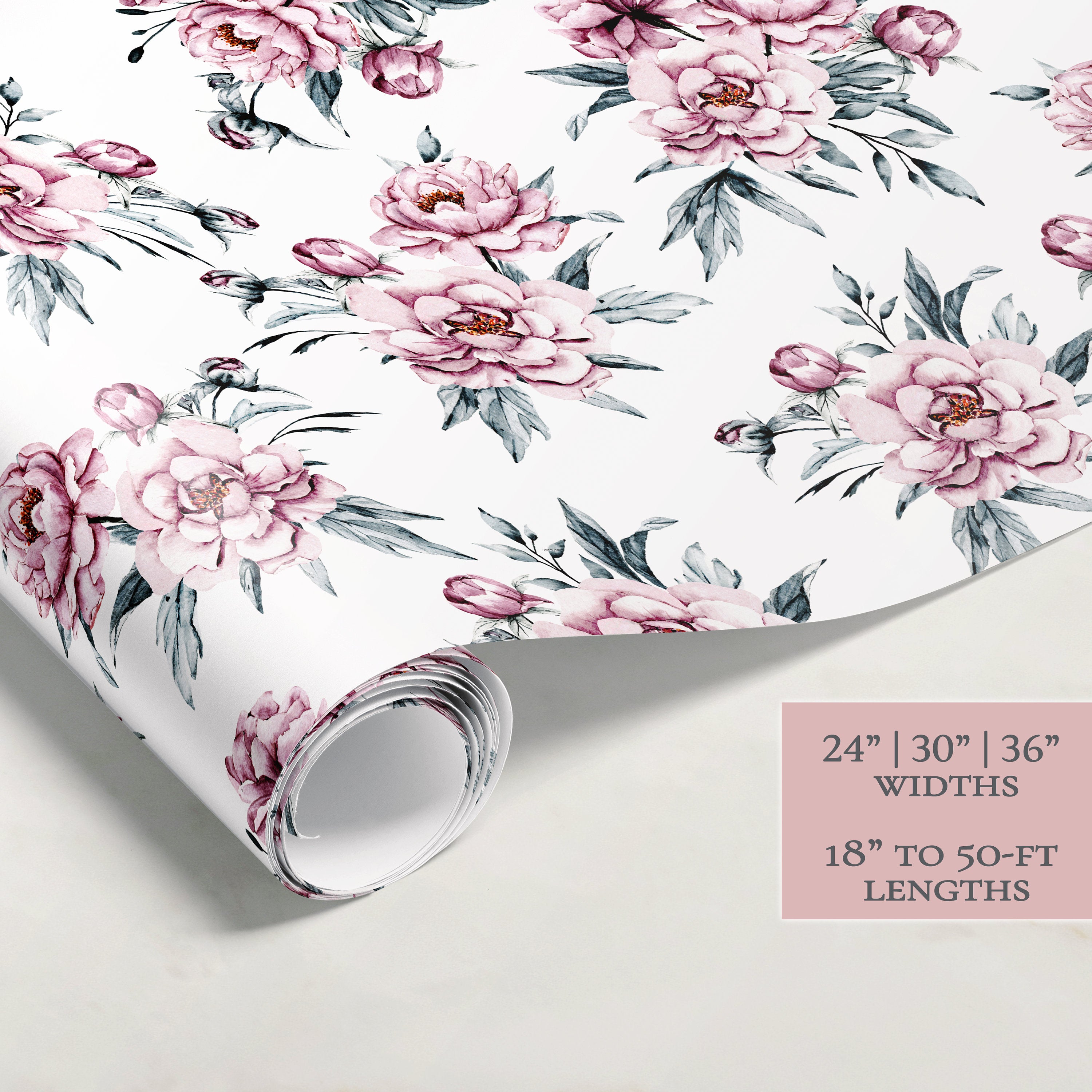 Vintage Peonies Wrapping Paper | Floral Gift Wrap | Wrapping Paper Rolls | Gift Wrap | Premium Gift Wrap | Wedding Gift Wrap | Watercolor