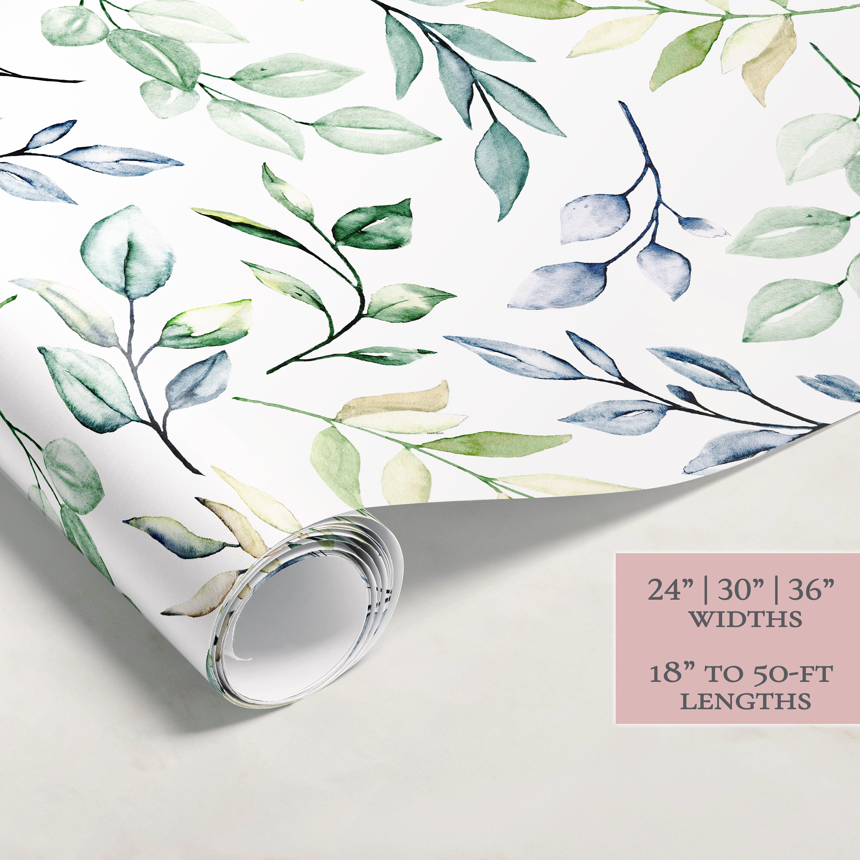 Green Leaves Wrapping Paper | Floral Gift Wrap | Wrapping Paper Rolls | Gift Wrap | Premium Gift Wrap | Wedding Gift Wrap | Watercolor