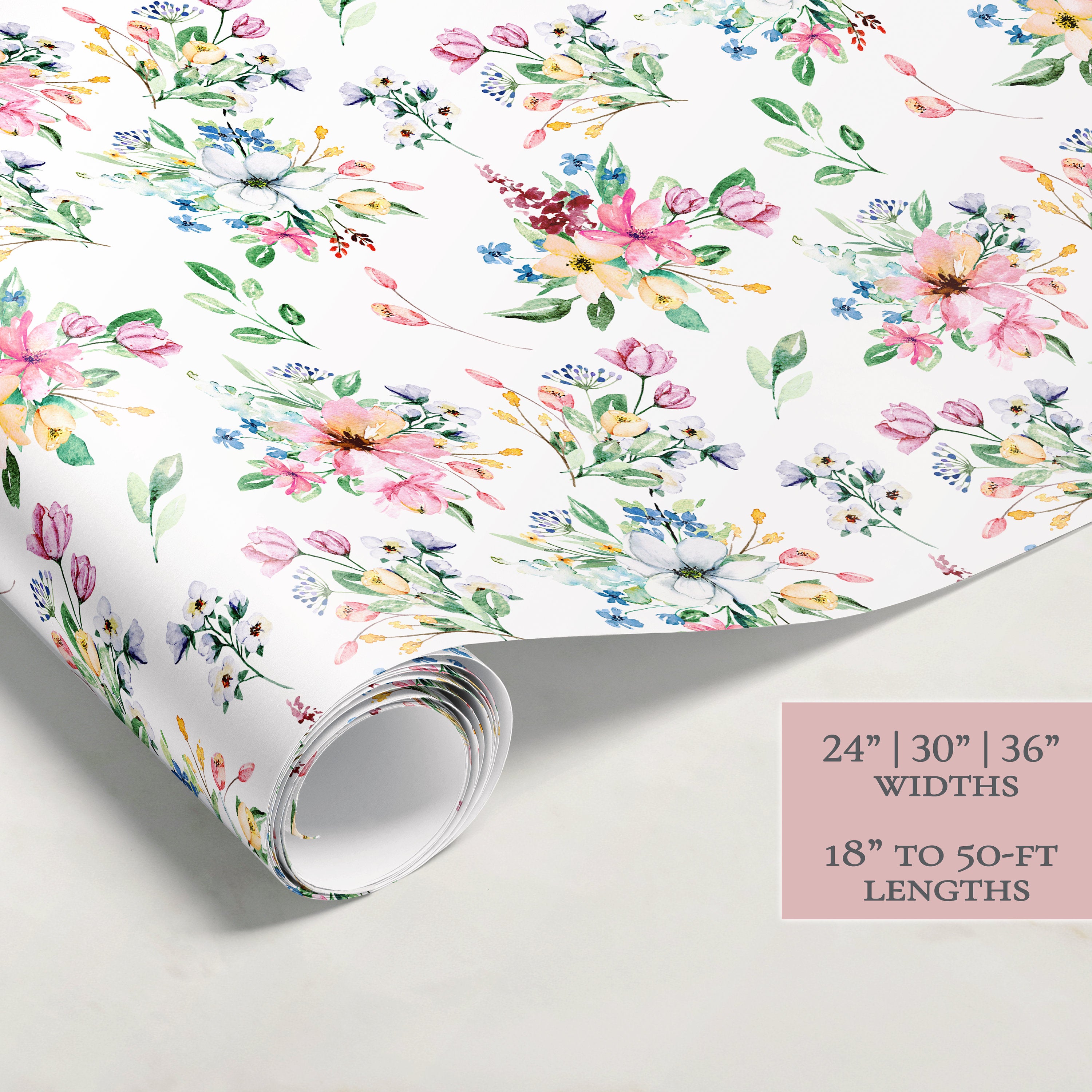 Spring Flowers Wrapping Paper | Floral Gift Wrap | Wrapping Paper Rolls | Gift Wrap | Premium Gift Wrap | Wedding Gift Wrap | Watercolor