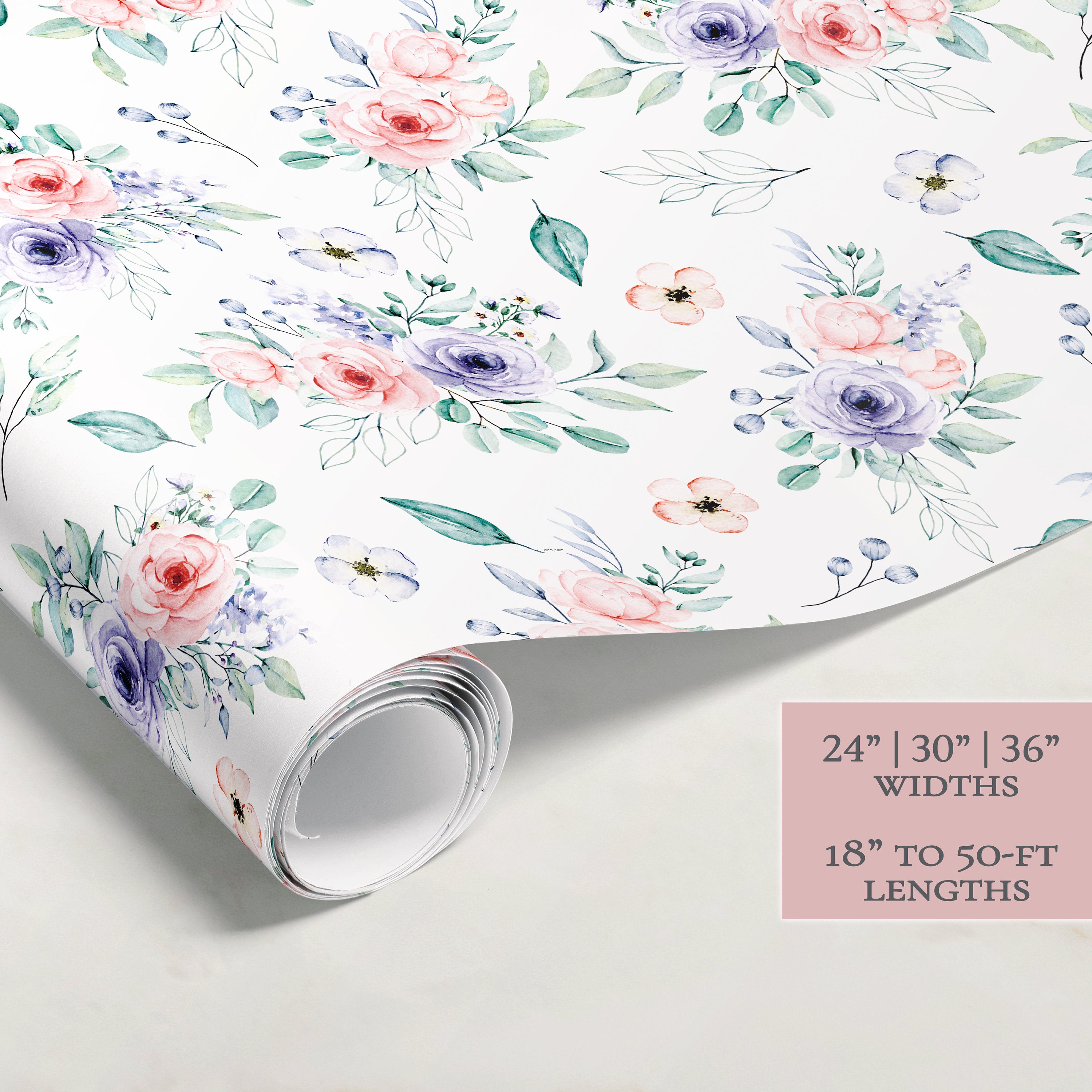 Spring Flowers Wrapping Paper | Floral Gift Wrap | Wrapping Paper Rolls | Gift Wrap | Premium Gift Wrap | Wedding Gift Wrap | Watercolor