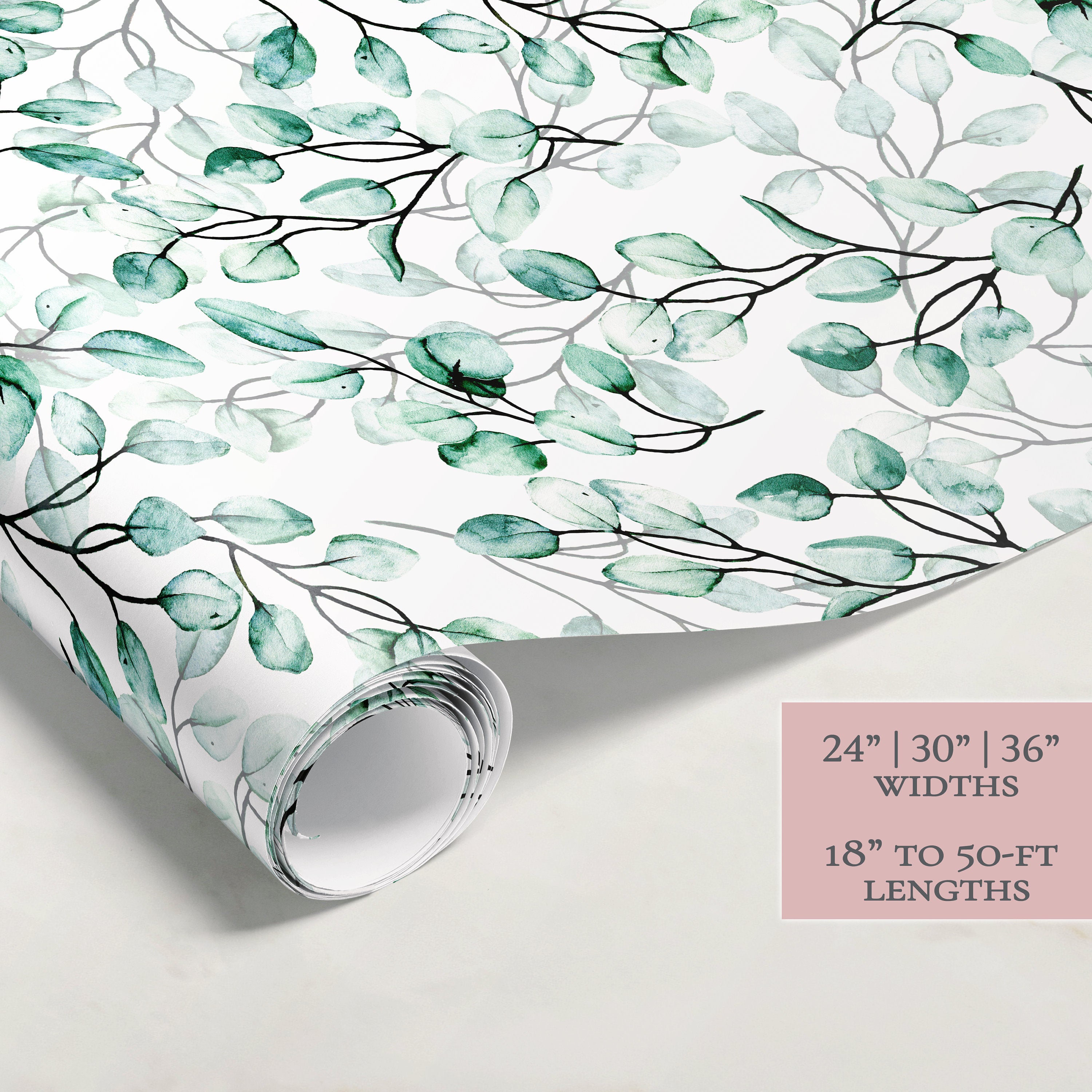 Eucalyptus Leaves Wrapping Paper | Floral Gift Wrap | Wrapping Paper Rolls | Gift Wrap | Premium Gift Wrap | Wedding Gift Wrap | Watercolor